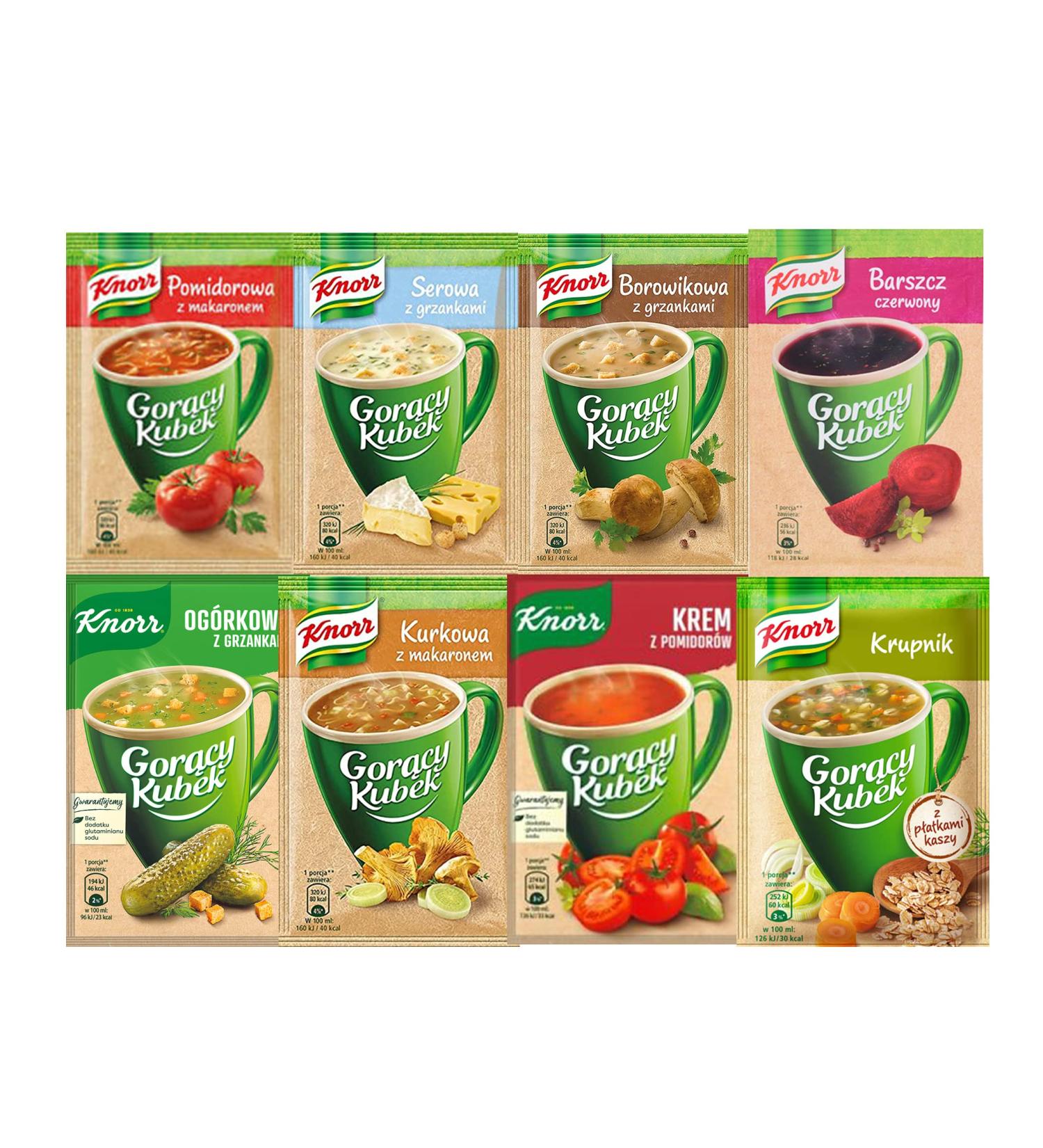 KNORR GORACY KUBEK INSTANT SOUP - BUNDLE OF 8 SOUP (randomly selected)