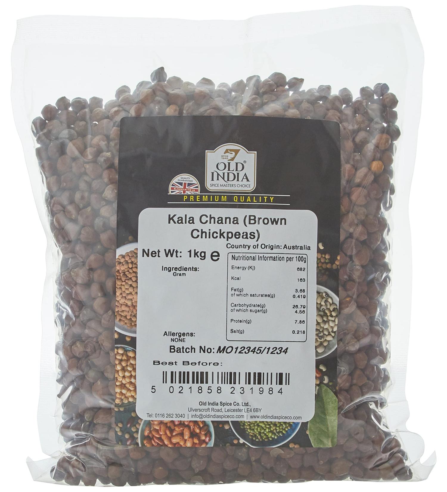 Old India Kala Chana (Brown Chickpeas) 1kg - Premium Quality - Pack of 1 - Buy Online on GoSupps.com