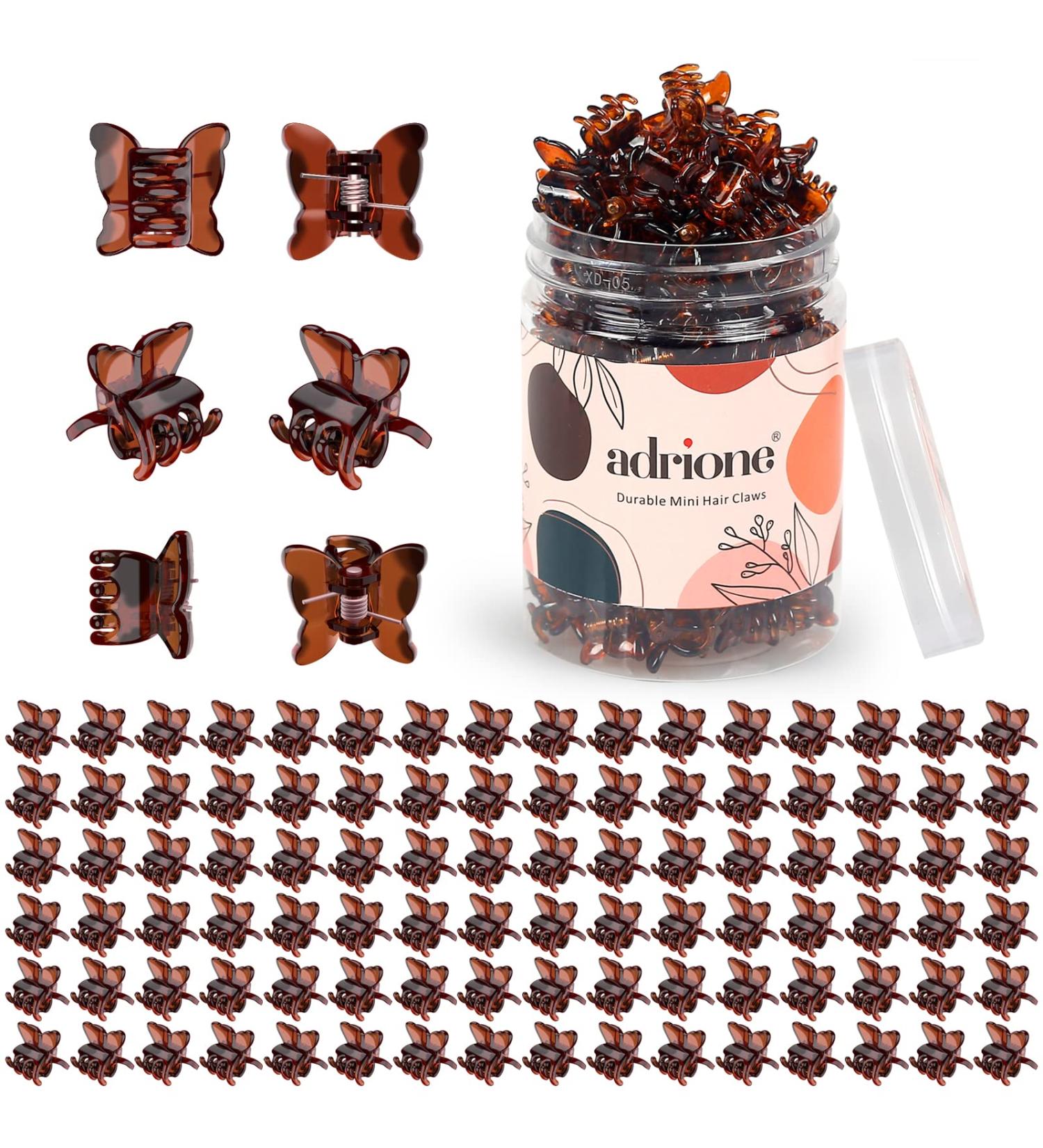 ADRIONE 100 Pack Tortoise Mini Brown Butterfly Hair Clips for Women - Strong Small Clips for Hair Design - Buy Online on GoSupps.com