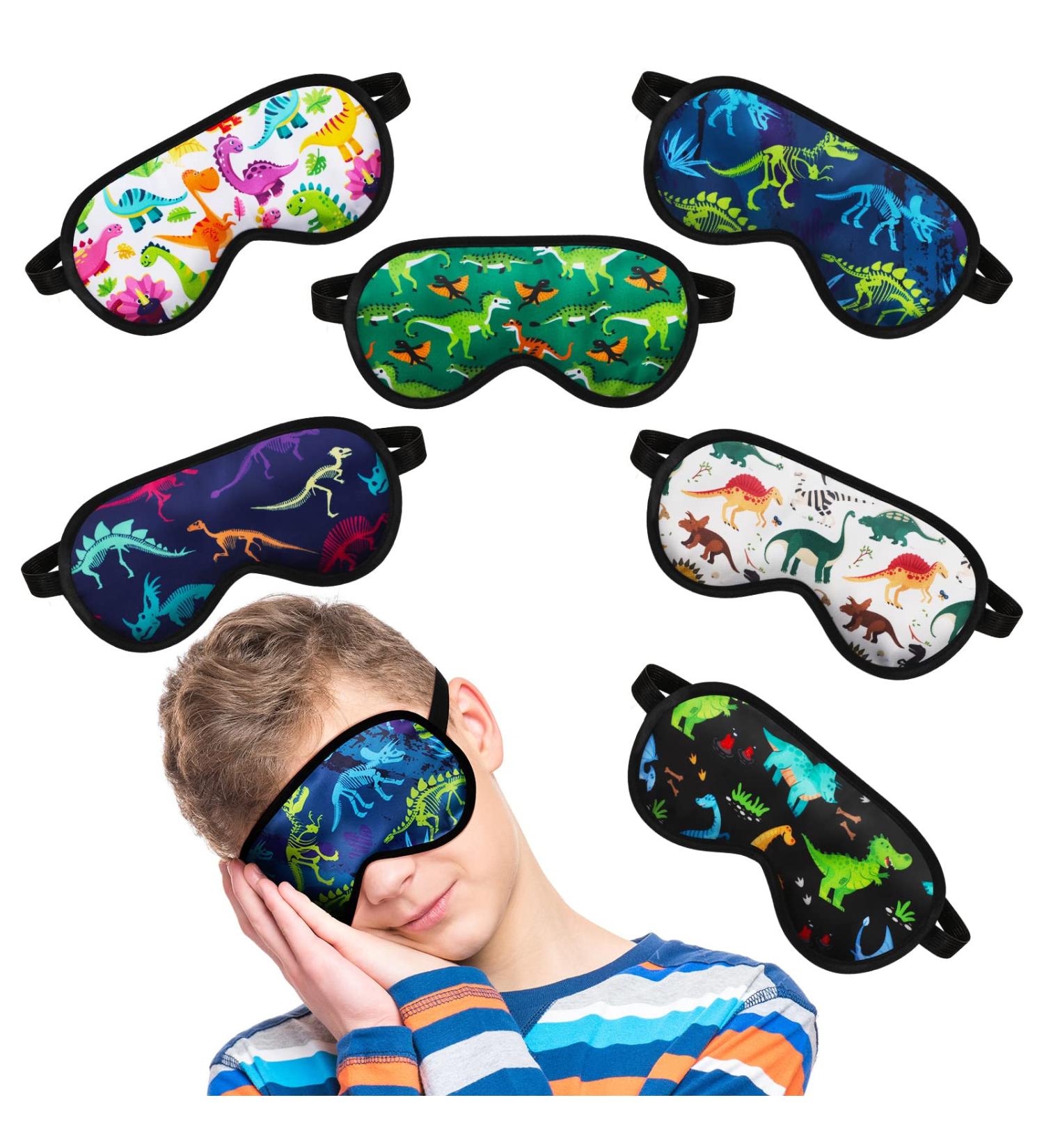 6-Piece Kids Shark Dinosaur Sleep Mask Set | Soft Satin Eye Mask for Boys | Adjustable Straps | Light Blocking Eye Cover | Kids Night Mask | 6 Styles - Buy Online on GoSupps.com