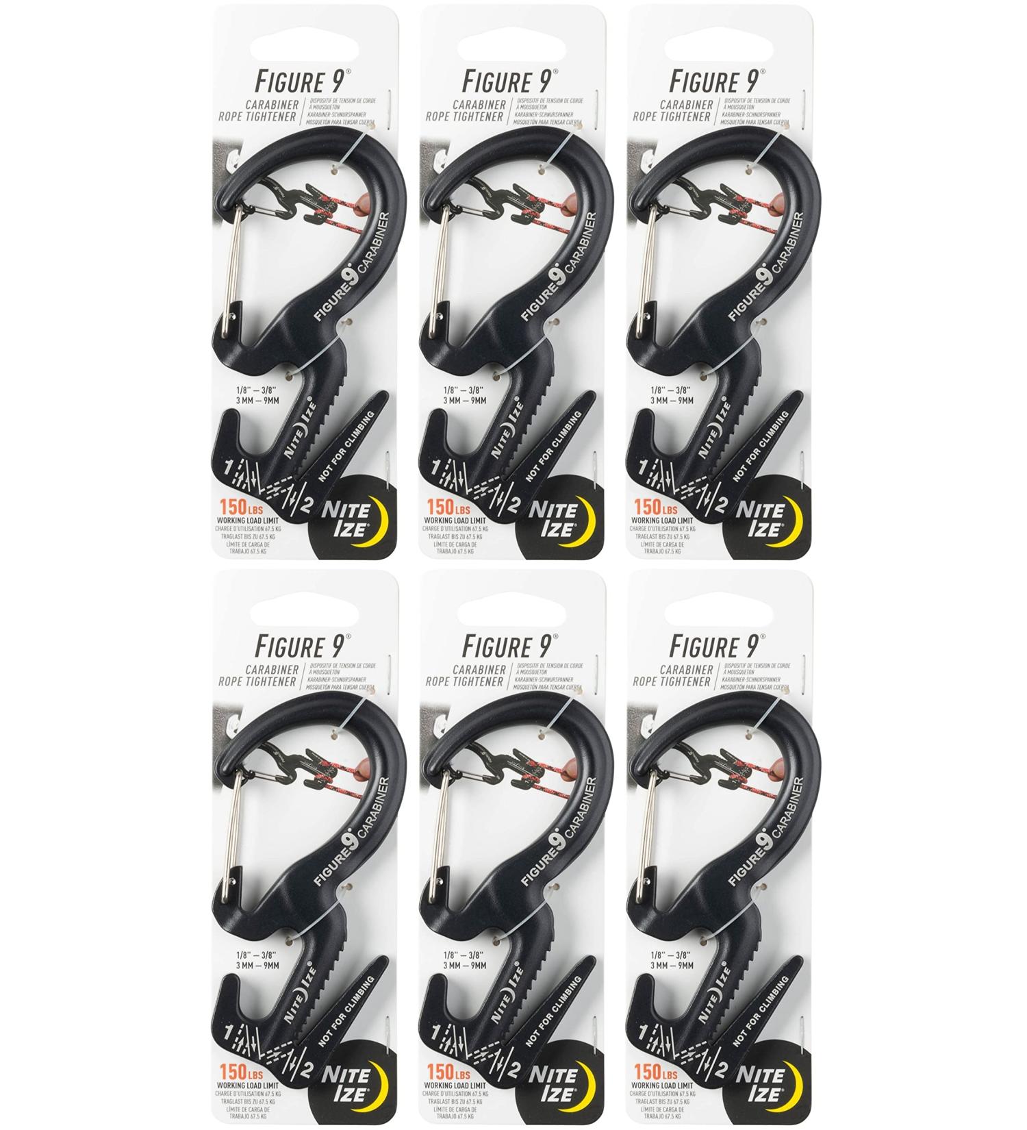 Nite Ize Figure 9 Carabiner Large Rope Tightener Aluminum Tie (6-Pack) - Buy Online on GoSupps.com