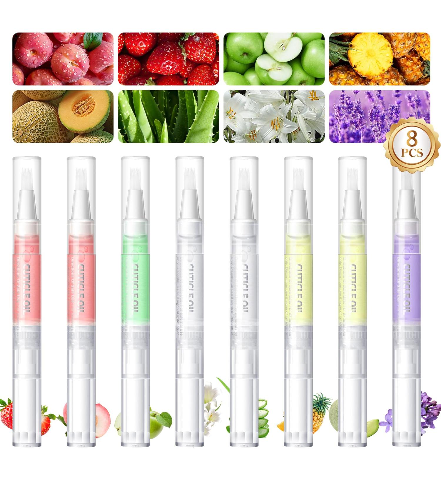 PEACECOLOR Huile Cuticules Ongles 8 pi ces Nail Cuticle oil Kit de Soin Naturel des Cuticules Huiles Huile de Soin des Cuticules Essentielles Ongles Lissante Nourrissante Hydratante 8 St ck Nagel l Stift - Buy Online on GoSupps.com