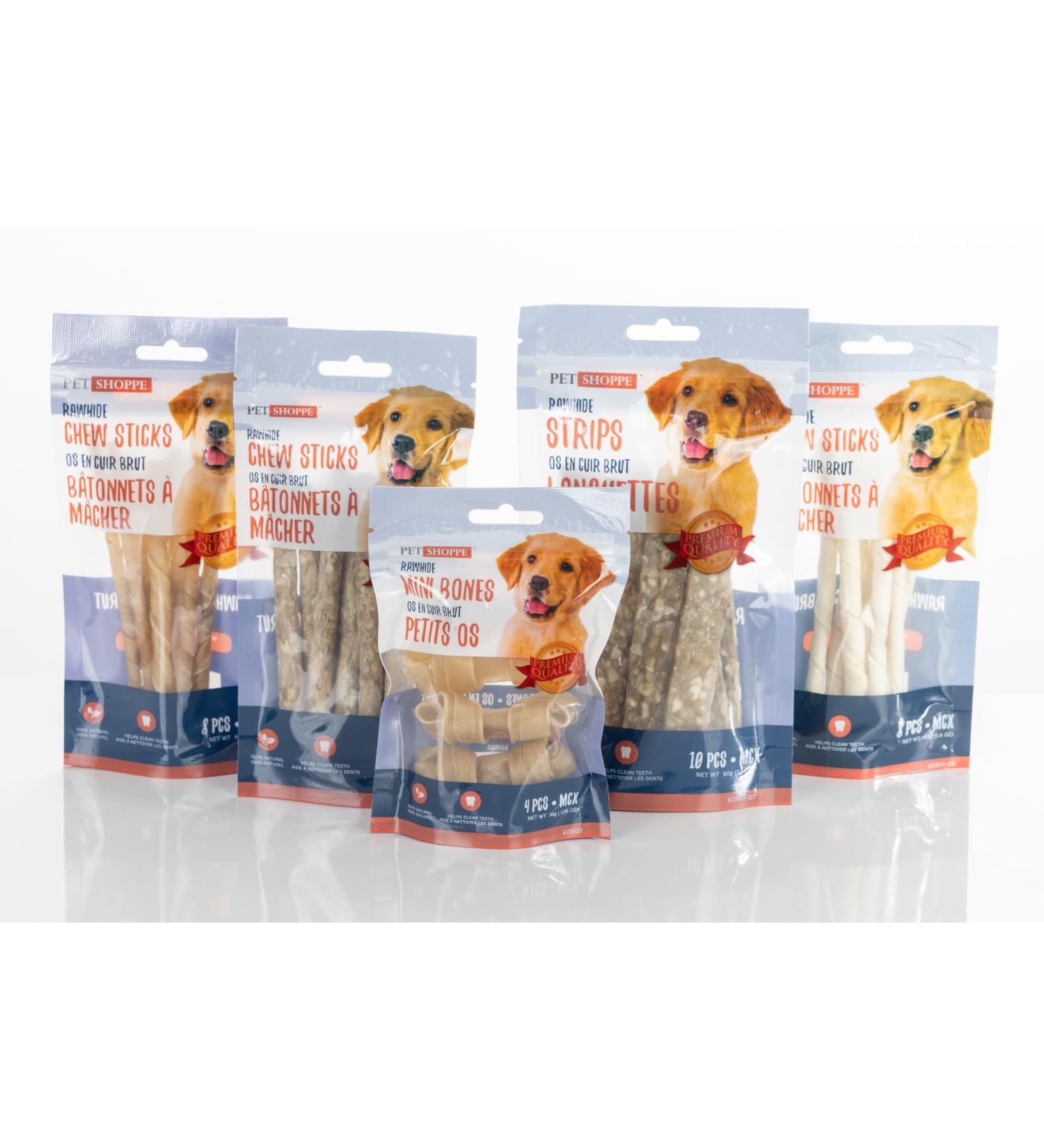 Pet Shoppe 5 Variety Packs Rawhide Chews Treats for Dogs 8 Chew Sticks 10 Chew Sticks 4 Mini Bones 10 Strips 8 Chew Sticks Supports Dental Puppy and Small Dogs - Buy Online on GoSupps.com