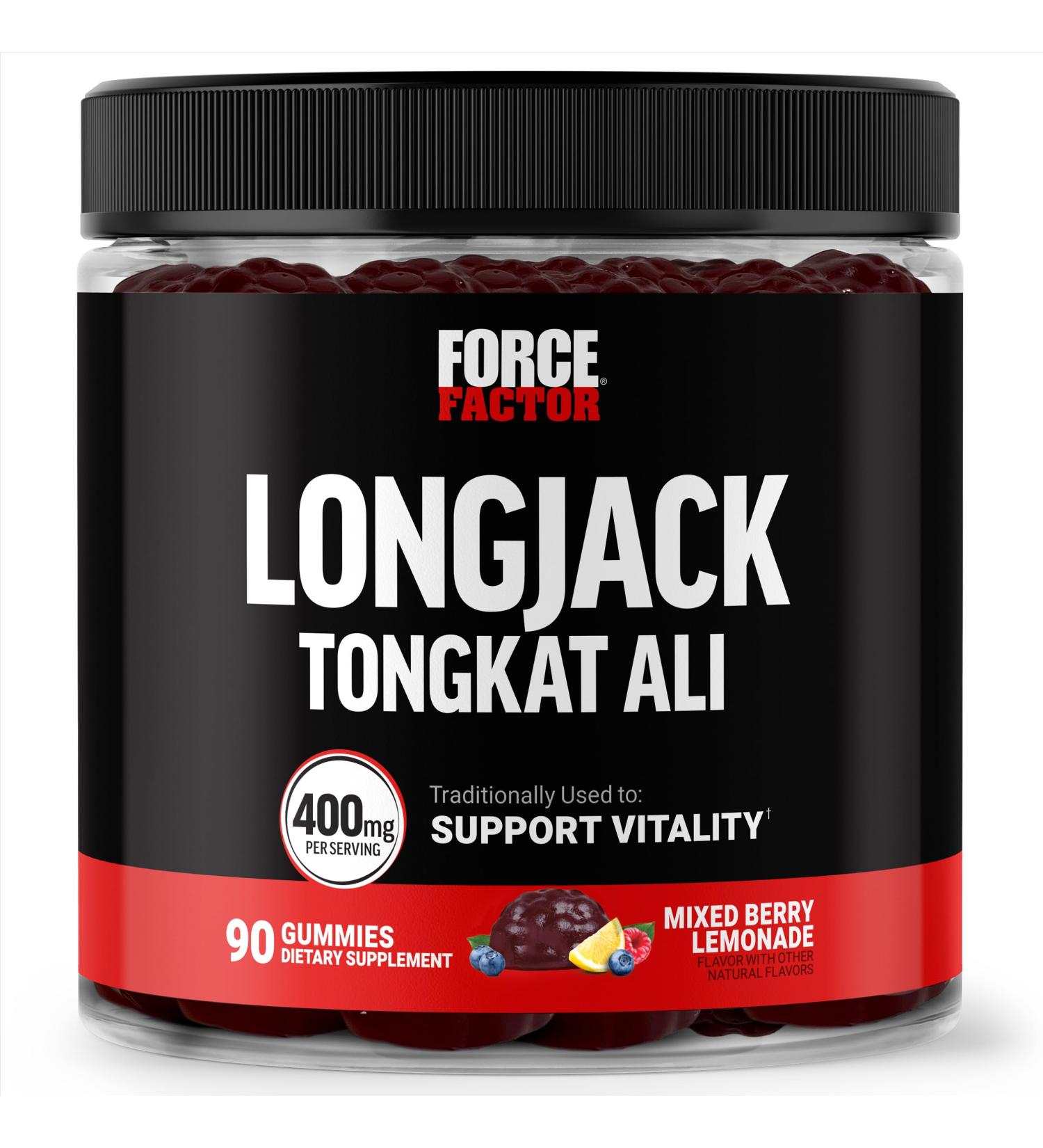 Force Factor Longjack Tongkat Ali Gummies Tongkat Ali for Men to Support Male Vitality and Drive 400mg Tongkat Ali with BioPerine Mixed Berry Lemonade 90 Gummies Longjack Tongkat Ali Gummies 90 Count (Pack of 1) - Buy Online on GoSupps.com