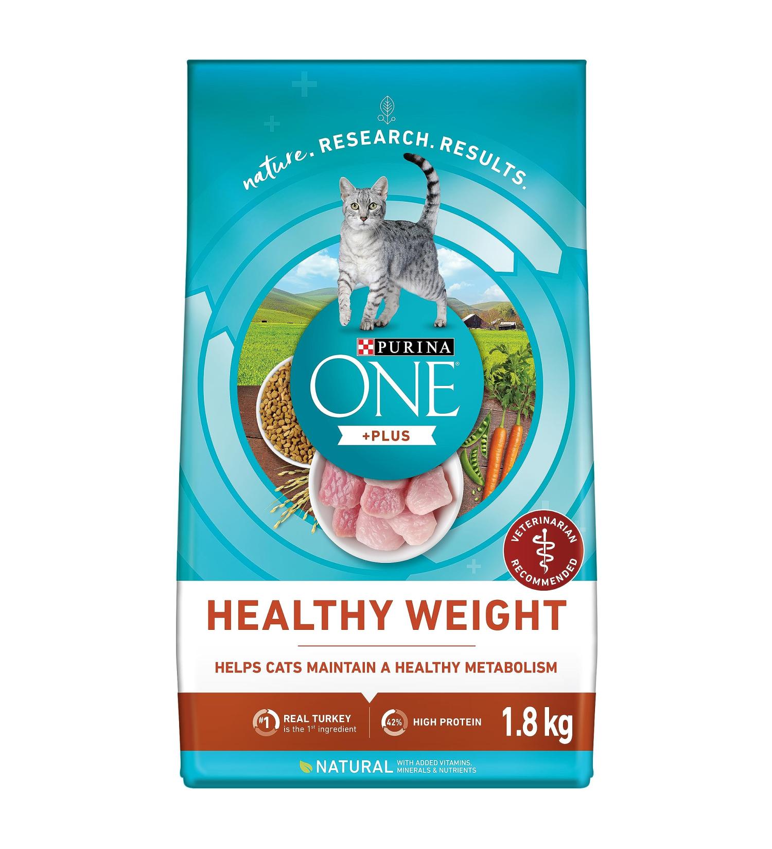 Purina ONE +Plus Dry Cat Food Healthy Weight Turkey - 1.8 kg Bag - Buy Online on GoSupps.com