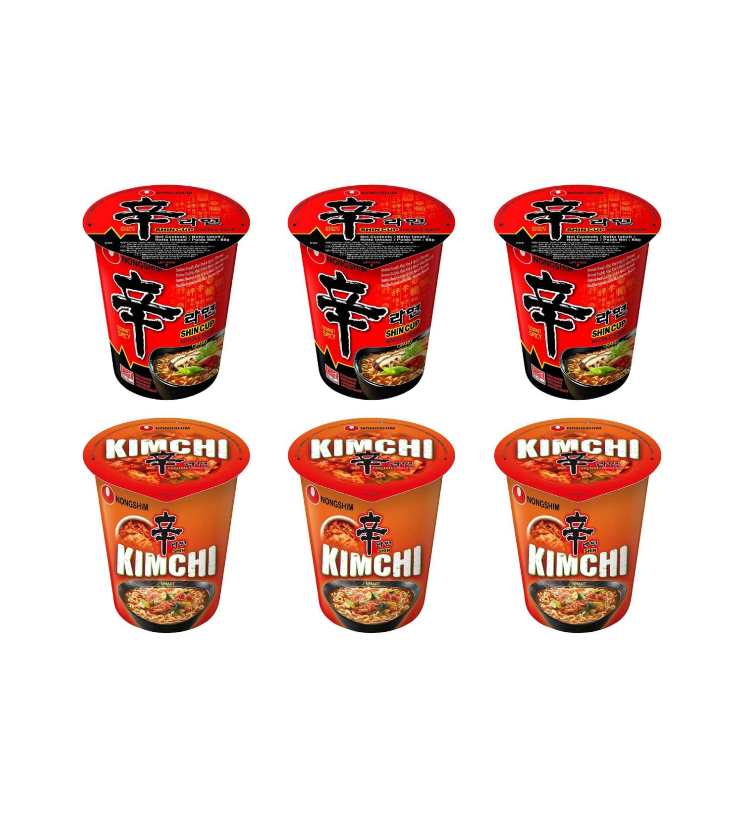 Nongshim Shin Cup Plus Kimchi Cup Instant Noodle Soup Ramen (Pack of 6) by CNMART - Buy Online on GoSupps.com