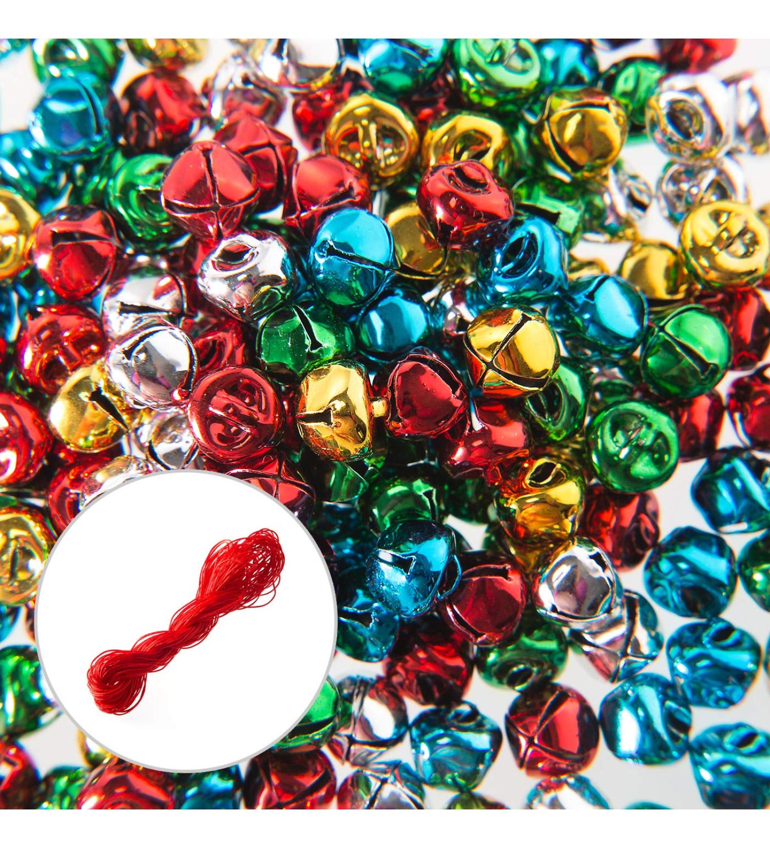 200PCS Small Jingle Bells Bulk with Red Cords for Christmas Party Decor & Jewelry Making - 10mm - Buy Online on GoSupps.com