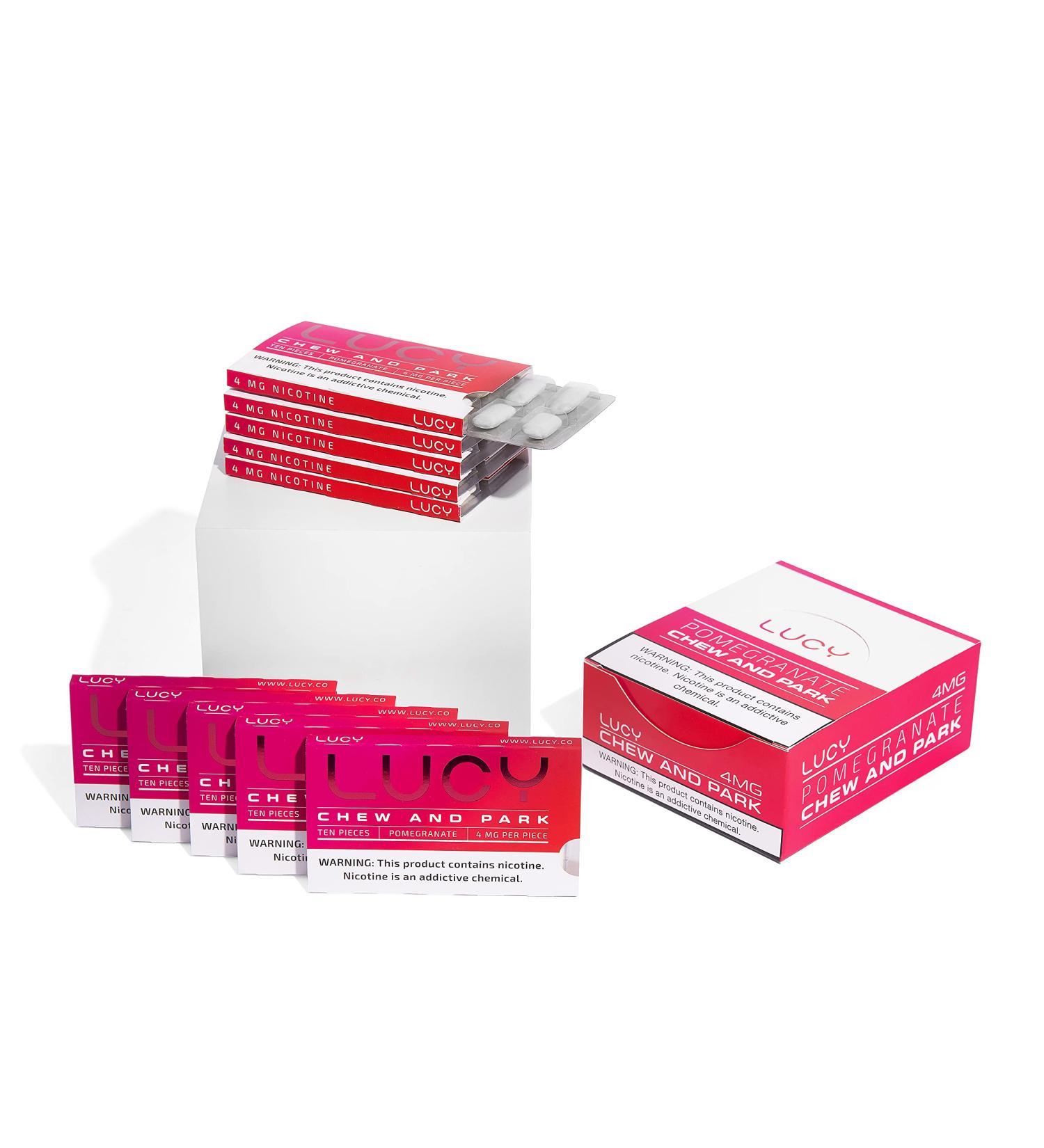 Lucy 4mg Nicotine Gum 100 Count [Pomegranate] - High Purity Nicotine Alternative for On-The-Go Use - Buy Online on GoSupps.com