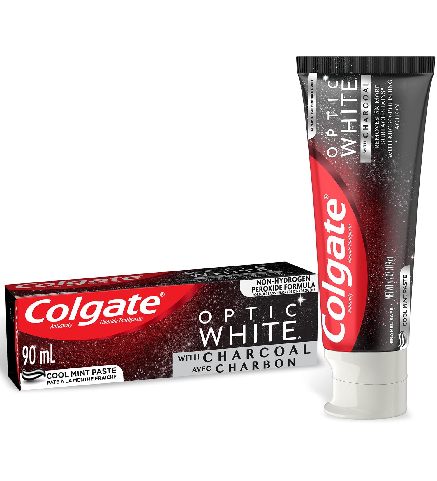 Colgate Optic White with Charcoal Toothpaste Cool Mint Paste 90 mL - Buy Online on GoSupps.com