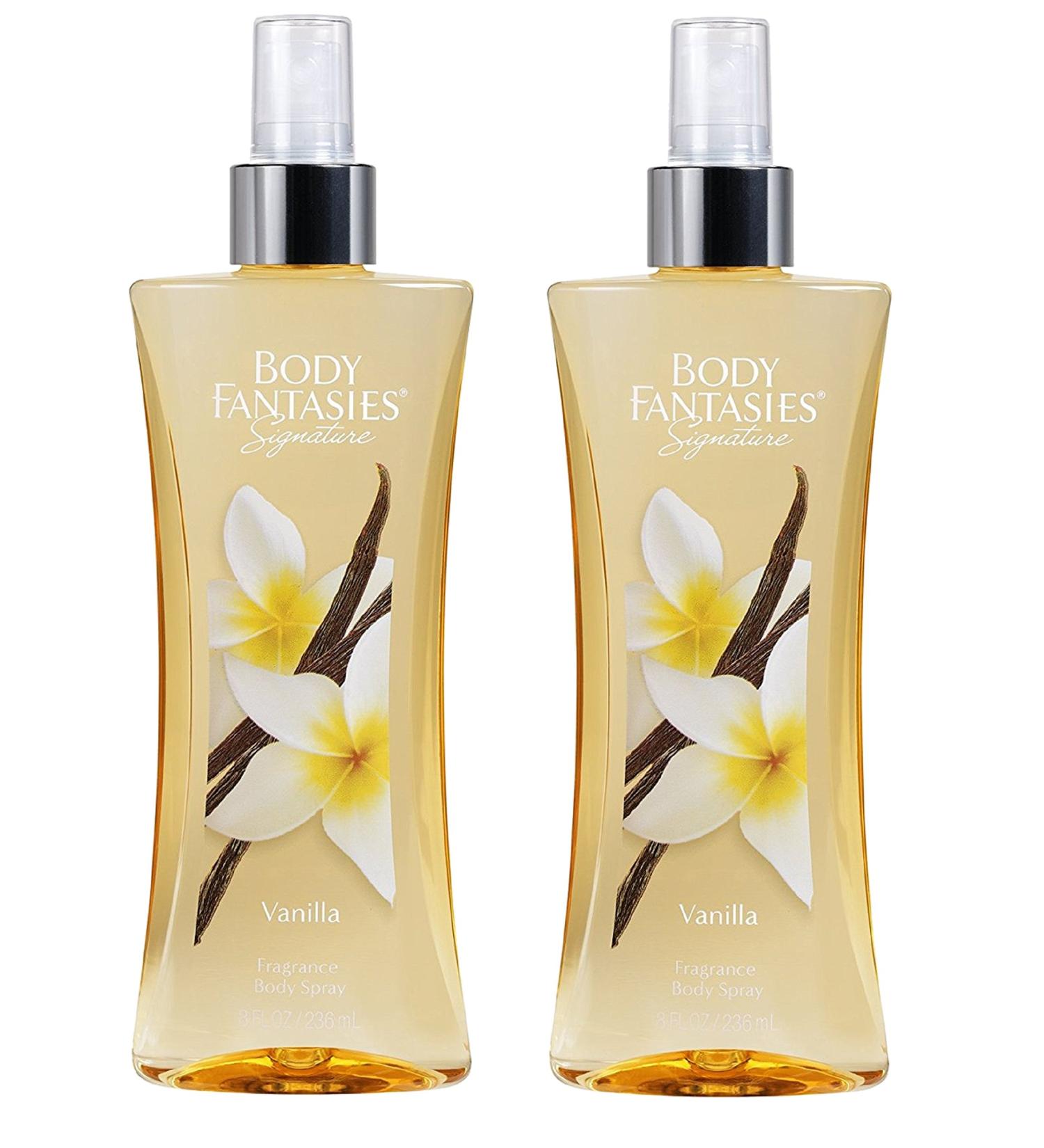 Body Fantasies Signature Vanilla Fragrance Body Spray for Women 8 Ounce. Pack of 2