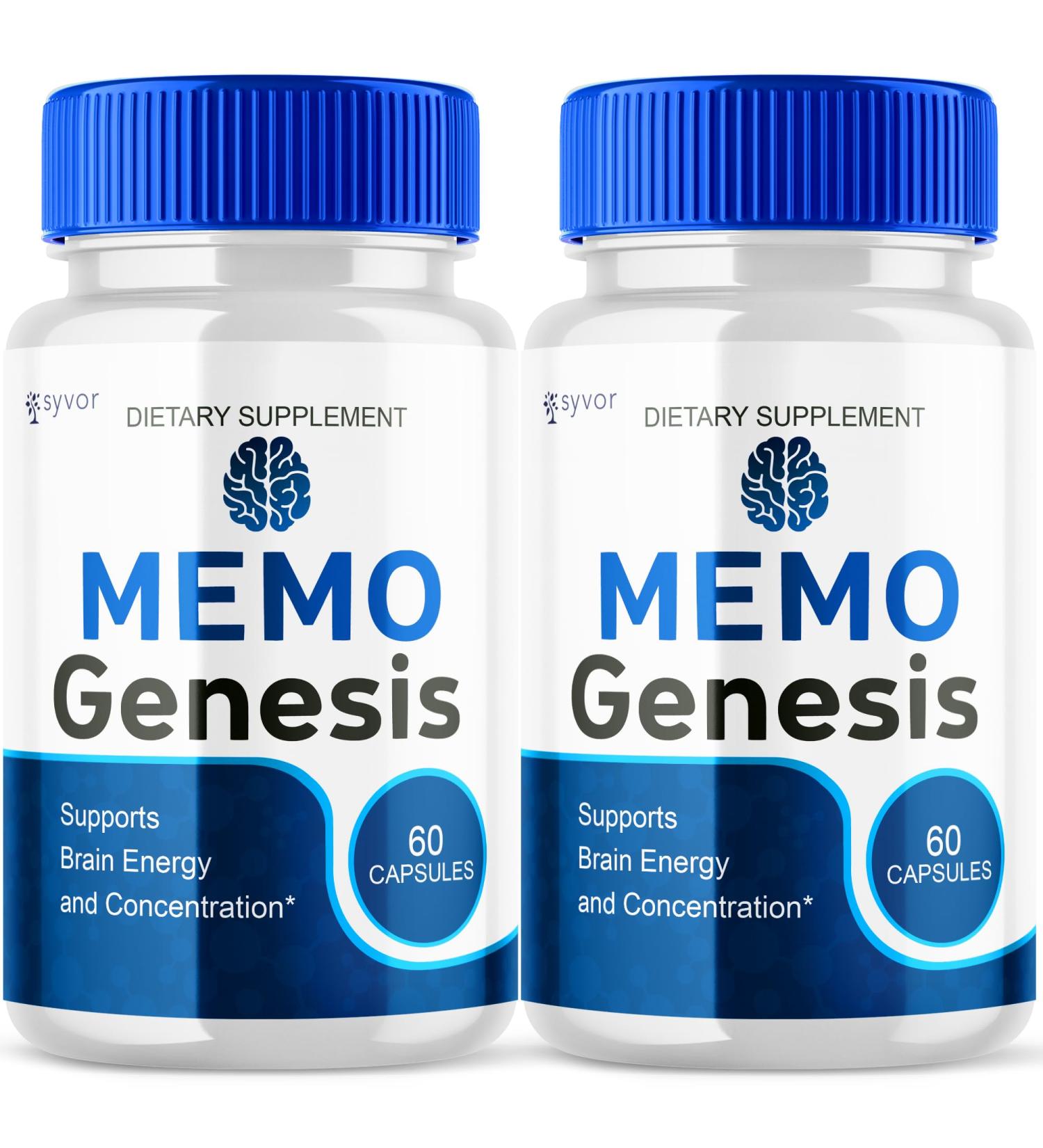 (2 Pack) Memo Genesis Capsules Official Memogenesis Brain Health Support Pills with All Natural Ingredients Advanced Brain Energy Supplement with Max Strength Vitamins for Women & Men (120 Capsules) - Buy Online on GoSupps.com