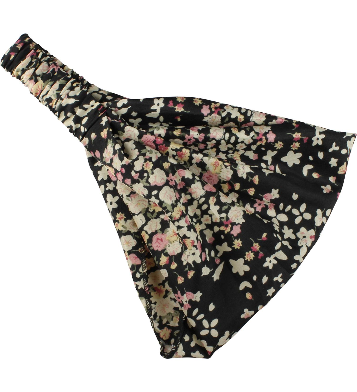 Head Wrap 3 in 1 Headband Black Flower