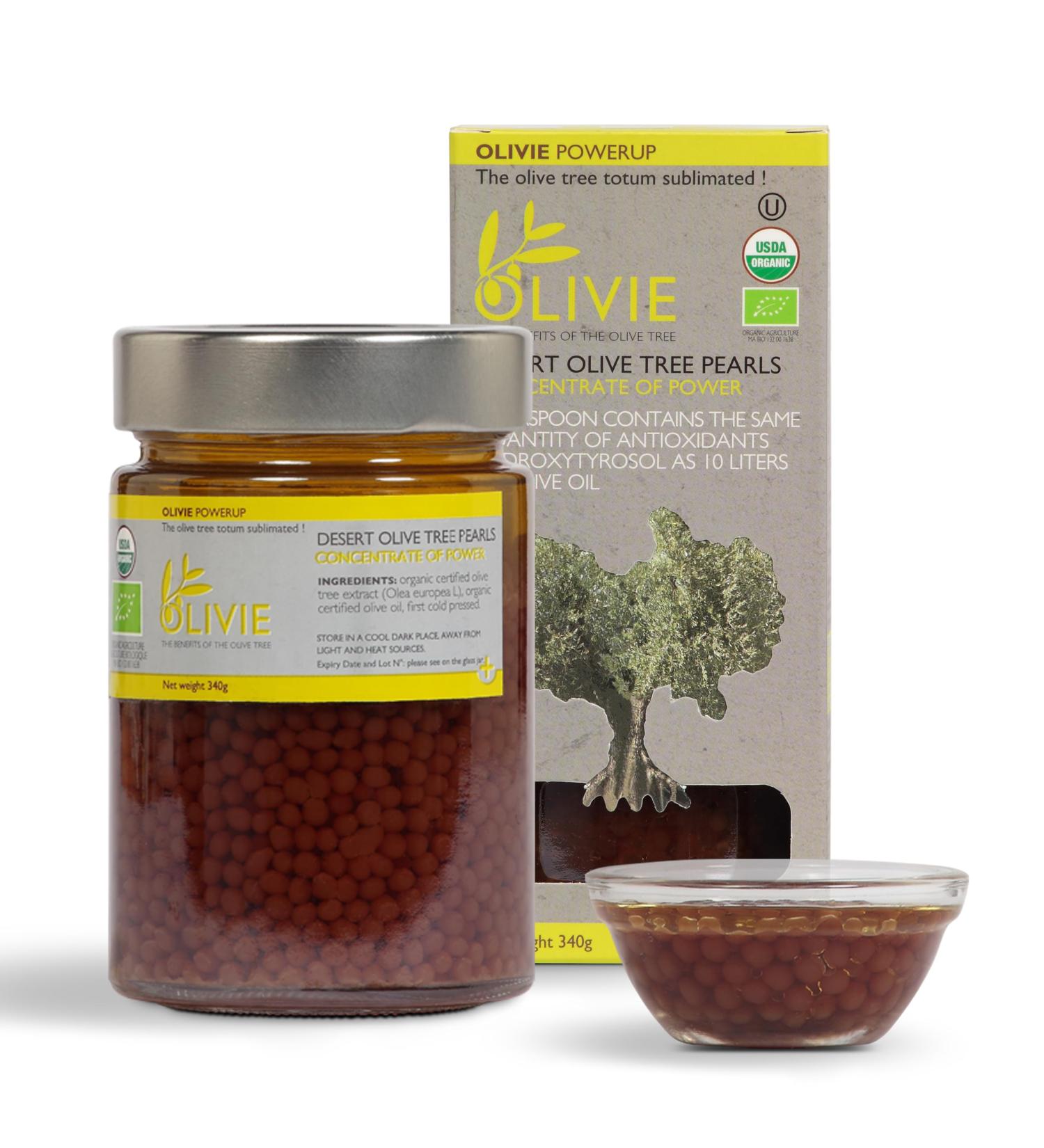 Organic Olive Leaf Extract Capsules, PowerUp Pearls by OLIVIE, Antioxidant Polyphenols Supplement, Olive Oil Scrub for Skin, Immune Support, 340g 340 grams - Buy Online on GoSupps.com