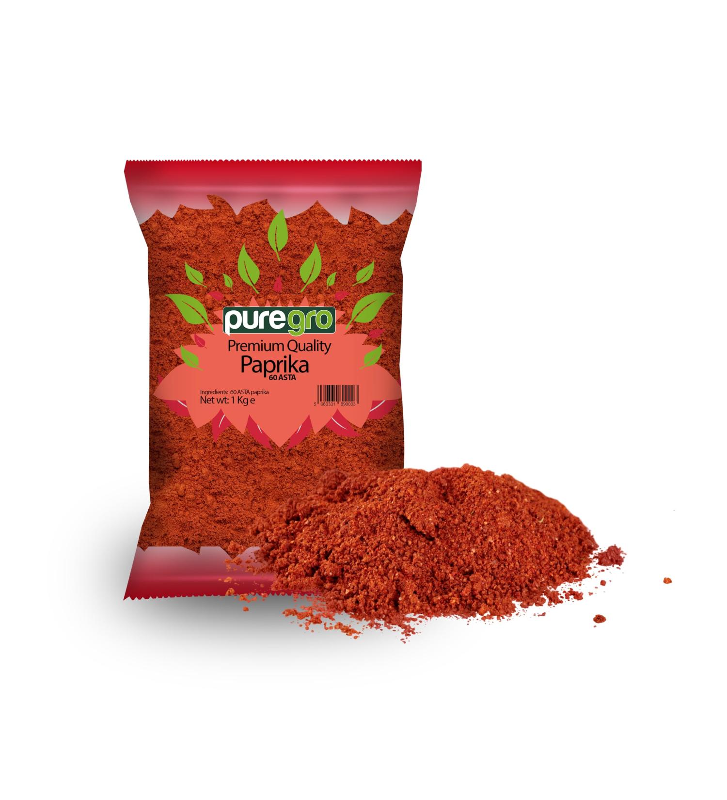 Puregro Paprika 60 Asta 1kg | Paprika | All Purpose Seasoning Spice | Ground Paprika | Paprika Powder | 1kg | Premium Quality | 60 ASTA