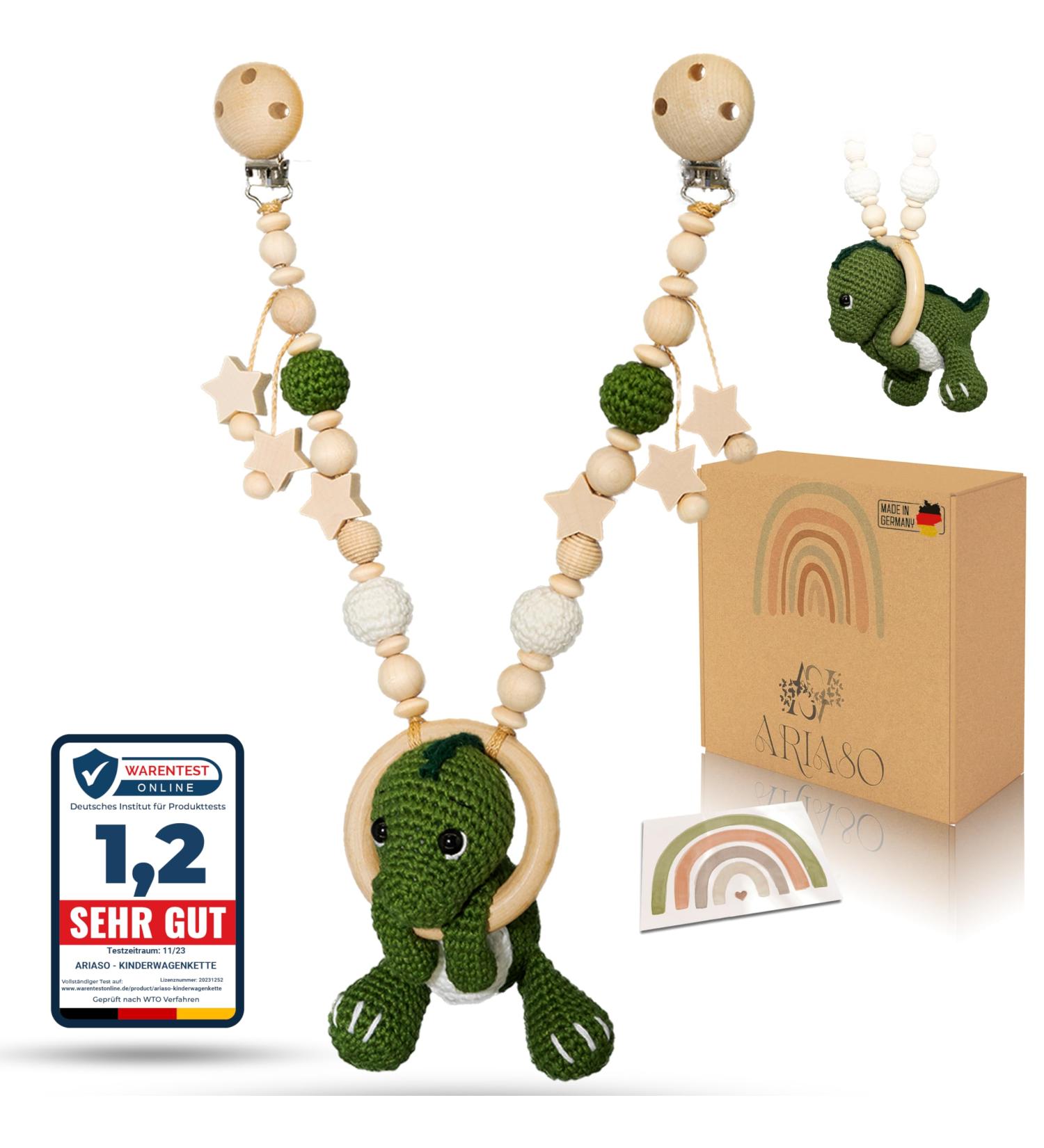 Ariaso Praise Chain - Dino Design Wooden & Cotton Crochet | Perfect Gift for Babies 0+ Months | Includes Gift Card - Buy Online on GoSupps.com