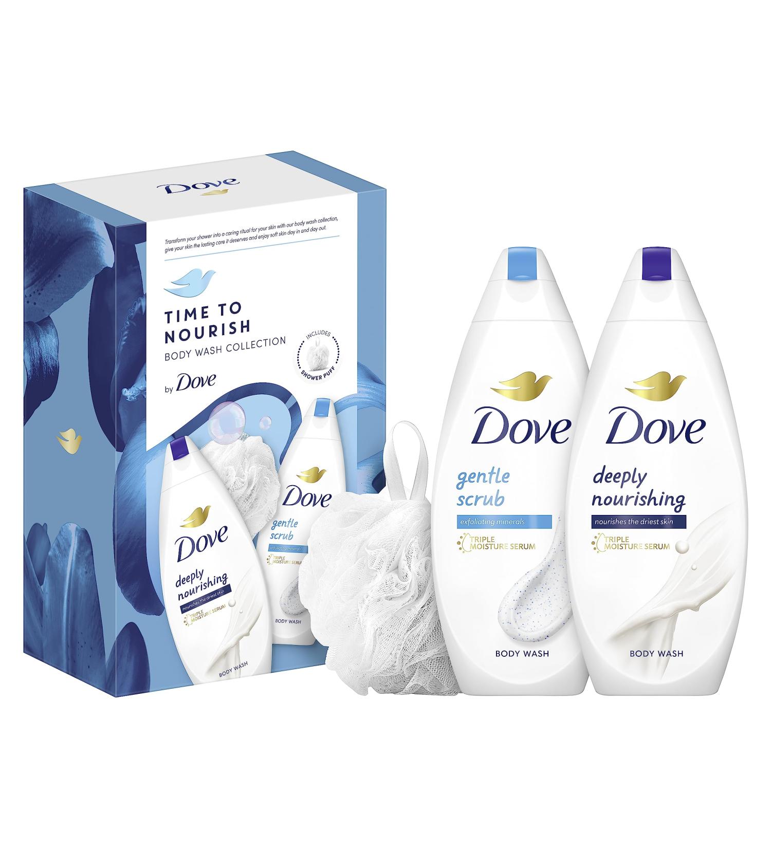 Dove Time to Nourish Body Wash Collection Gift Set with a luxury shower puff perfect gifts for her 2 piece - Buy Online on GoSupps.com