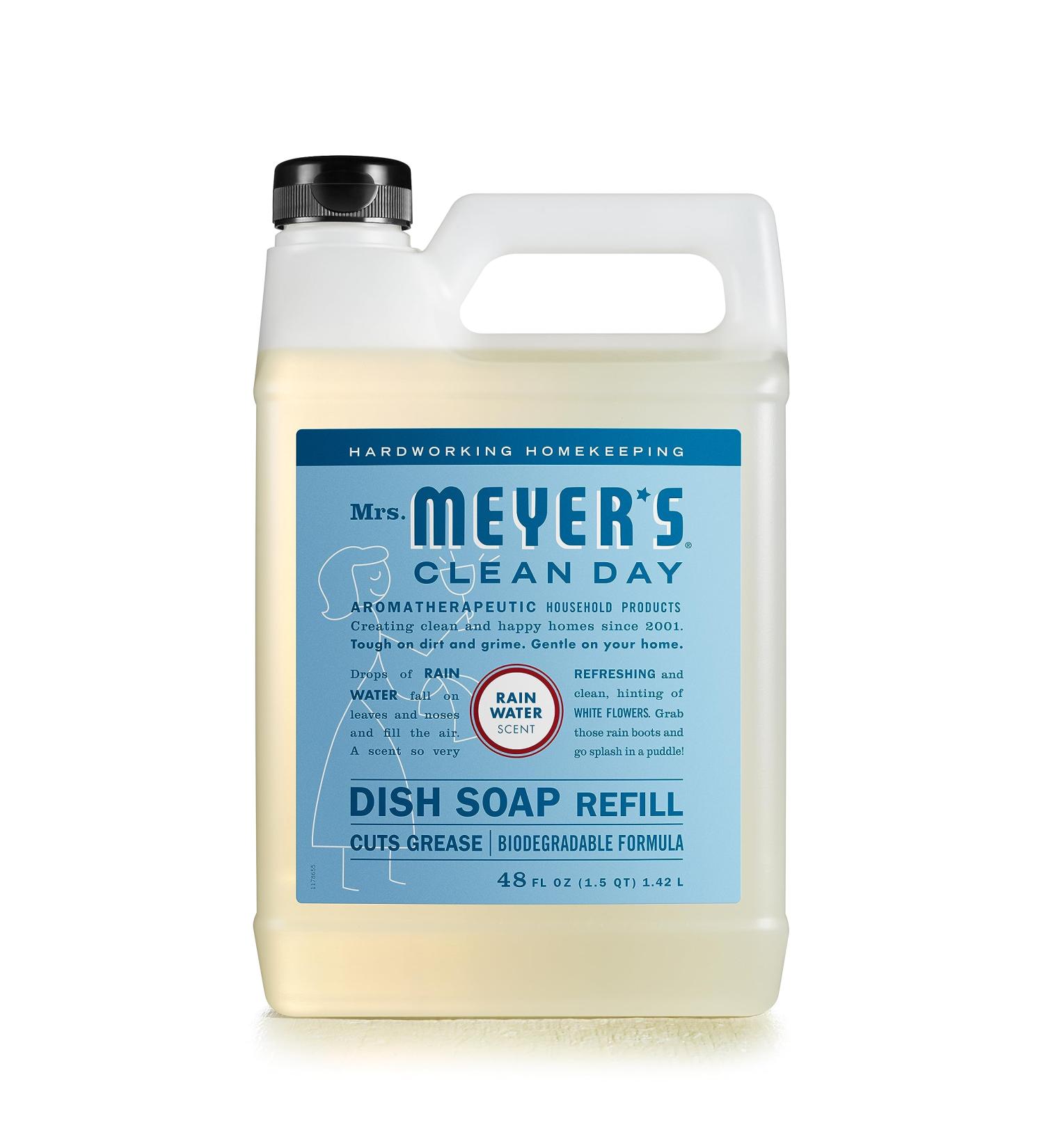 MRS. MEYER'S CLEAN DAY Liquid Dish Soap Refill - Biodegradable Rain Water 48 fl. oz - Eco-Friendly Dishwashing Solution - Buy Online on GoSupps.com