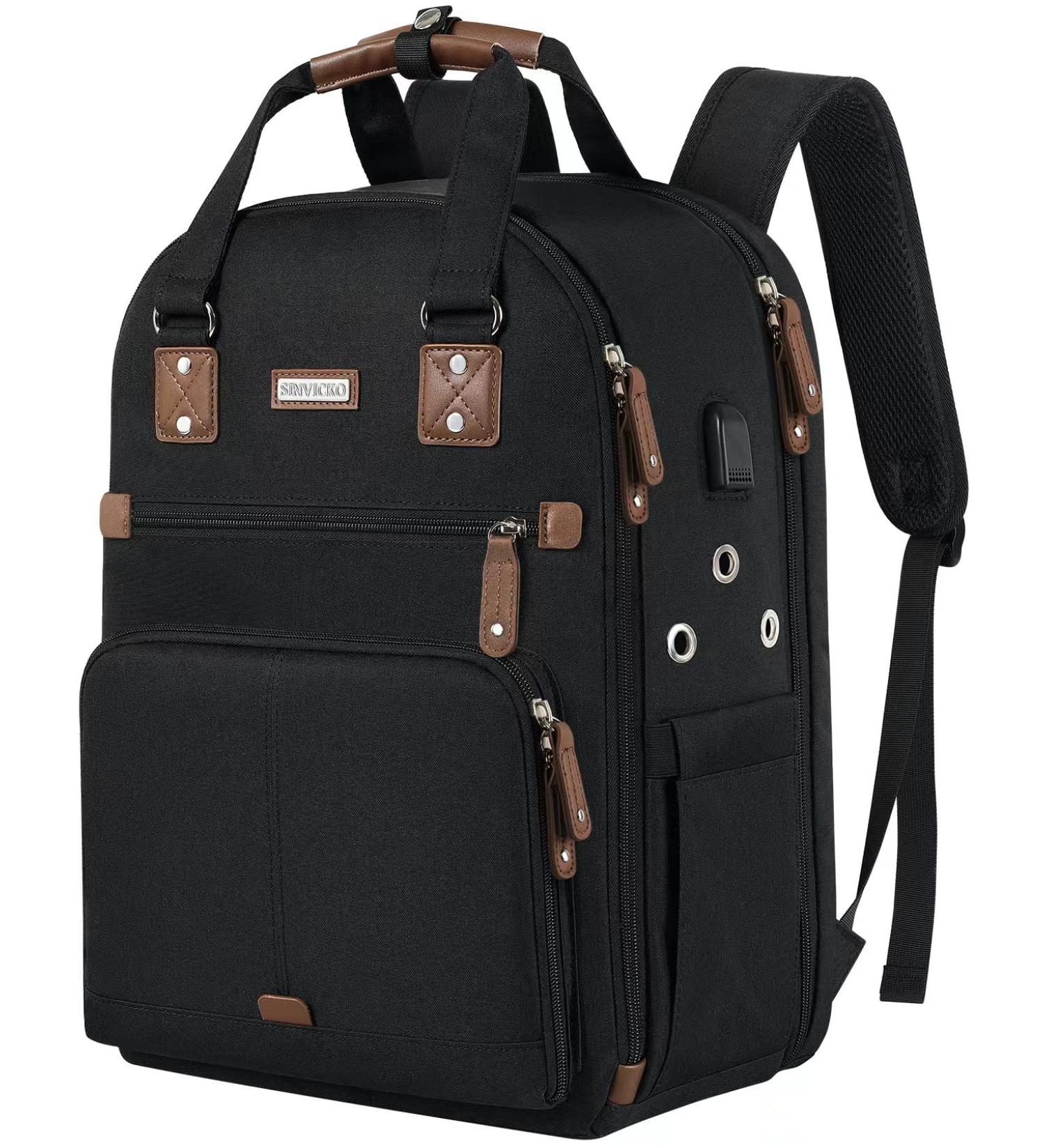 Black Crochet Bag with USB Charging Port - Large Yarn Storage Tote for Knitting & Crochet Projects - Fits 15.6 inch Laptop - Buy Online on GoSupps.com