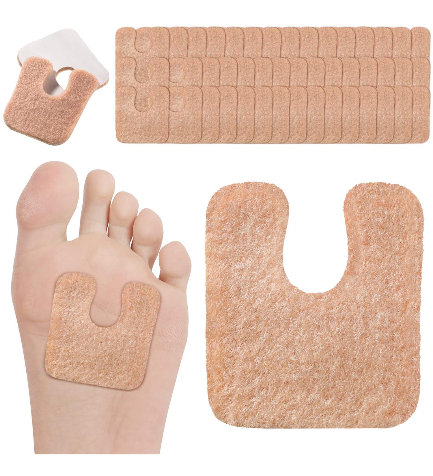 48pc U-Shaped Felt Callus Pads for Foot Pain Relief - Self-Adhesive Metatarsal Cushion Pad for Men and Women - Beige - Buy Online on GoSupps.com