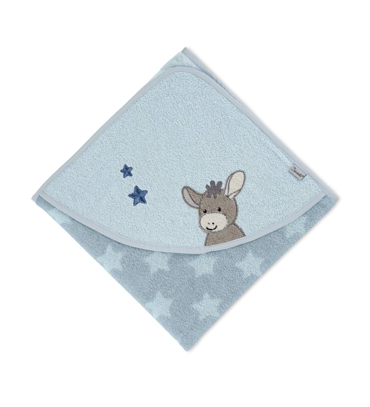 Sterntaler Hooded Bath Towel Donkey Emmi - 100x100 cm Cotton Medium Blue Baby & Toddler - Perfect for Newborns - Buy Online on GoSupps.com