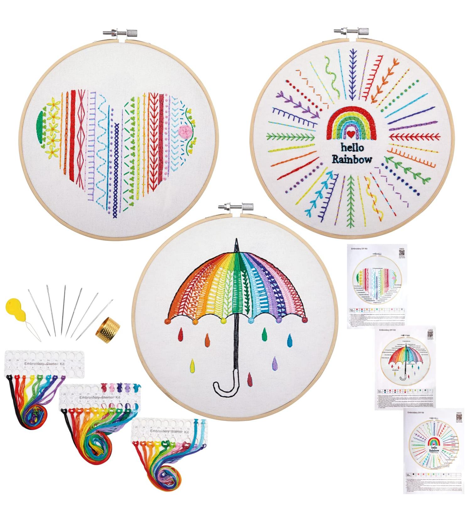 Embroidery Stitch Practice Kit for Beginners - Learn 37 Stitches with Hoops and Fabric Patterns - Buy Online on GoSupps.com