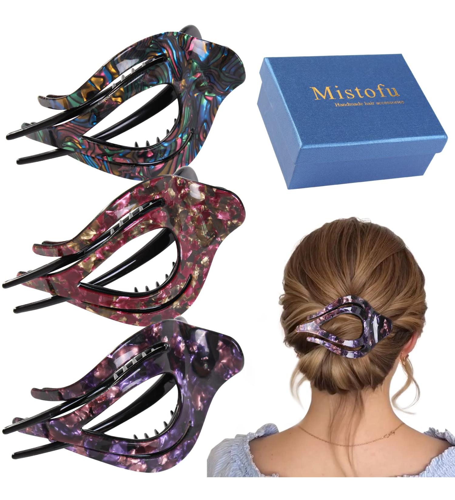 Mistofu 3-Piece French Curved Hair Clips Set | No Slip Strong Grip | Extra Large Clips for Thick Hair | Multicolor A - Buy Online on GoSupps.com