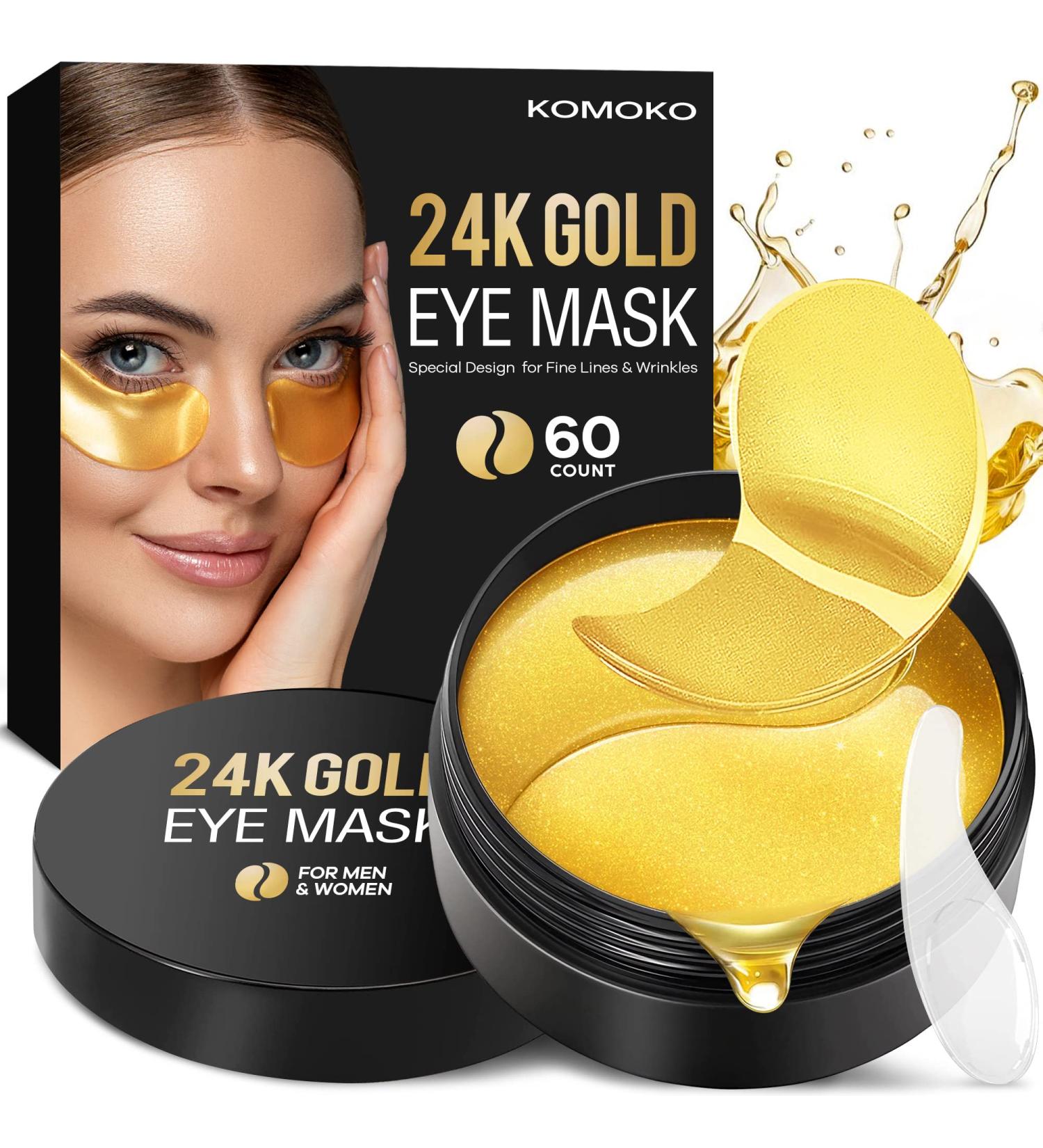 Komoko 24K Gold Under Eye Patches (60 Count) - Anti-Aging Collagen & Amino Acid Mask for Dark Circles, Puffiness, and Wrinkles | Skin Care Gold Eye Mask - Buy Online on GoSupps.com