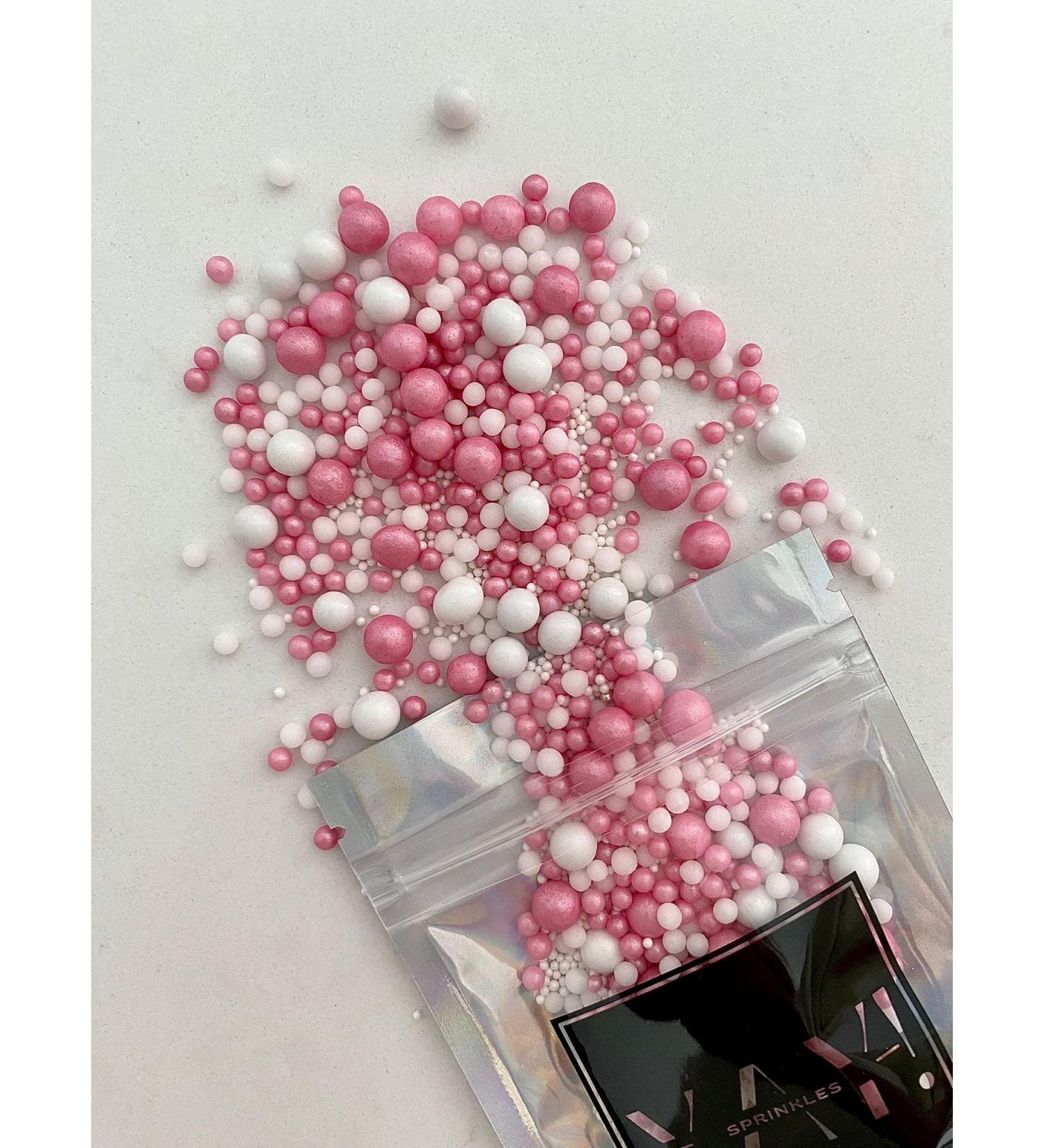 Edible Luxe Pearl White & Pink Cake Sprinkles Luxury Mix 45g Cupcake Cake Decoration White Sprinkles Cake Sprinkles Mix