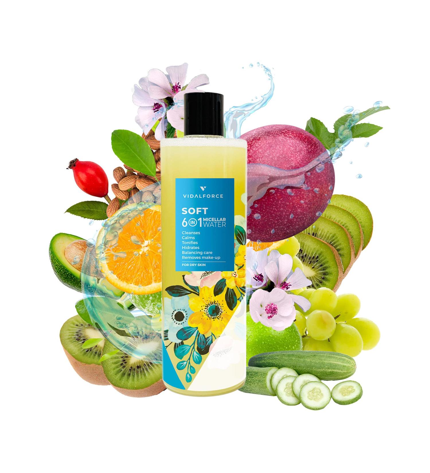 Soft Micellair Bio Micellar Water 6 in 1 | 100% Natural Makeup Remover & Facial Cleanser for Dry/Normal Skin | 400ml - Buy Online on GoSupps.com