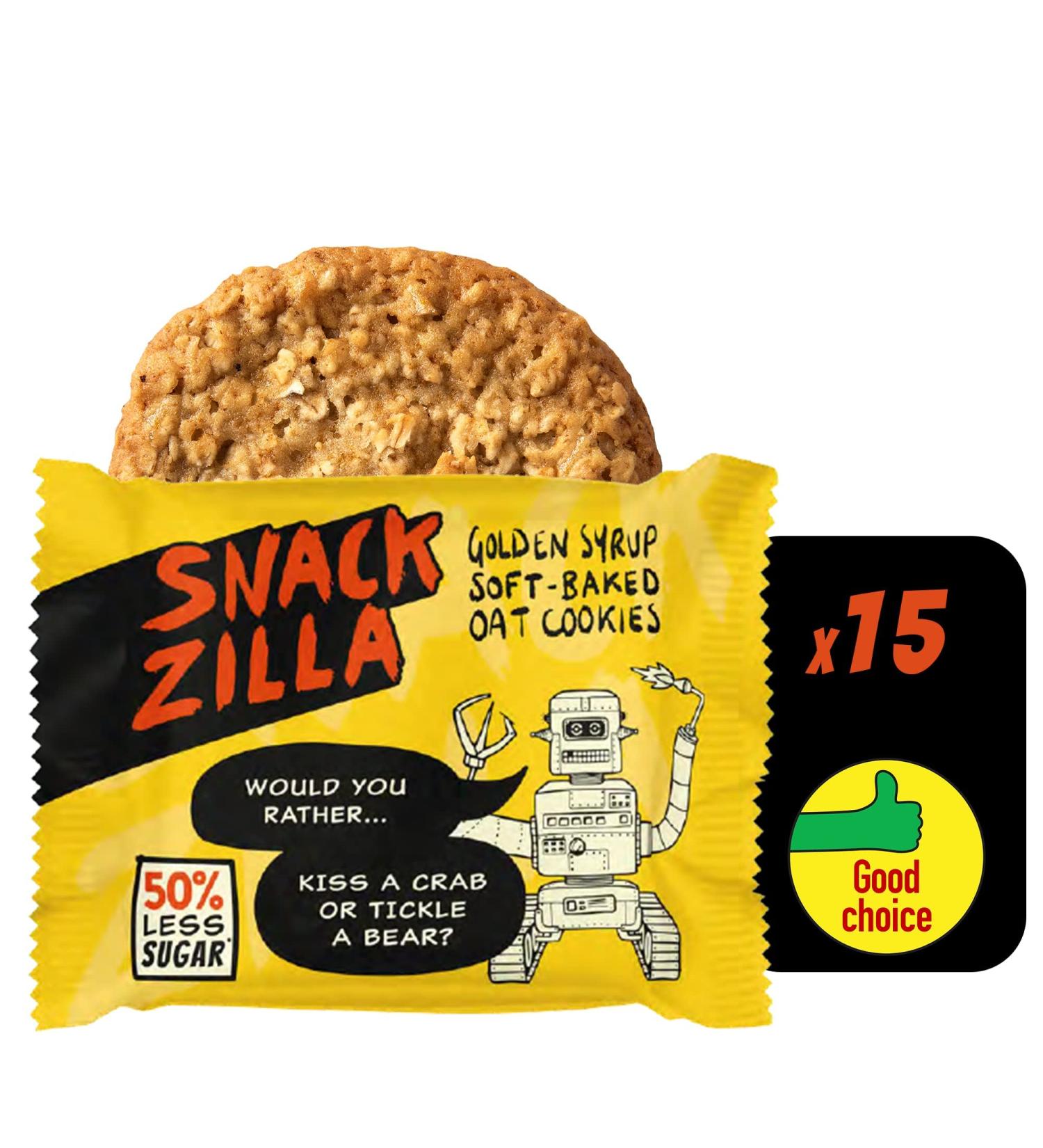 Healthy Kids Snacks Oat Biscuits - Snackzilla 50% Less Sugar Oat Cookies (15x30g : Golden Syrup) Soft Baked Lunch Box Snacks & School Snack Box Healthy Snacks Vegan Biscuits Healthier Cookie Dough - Buy Online on GoSupps.com