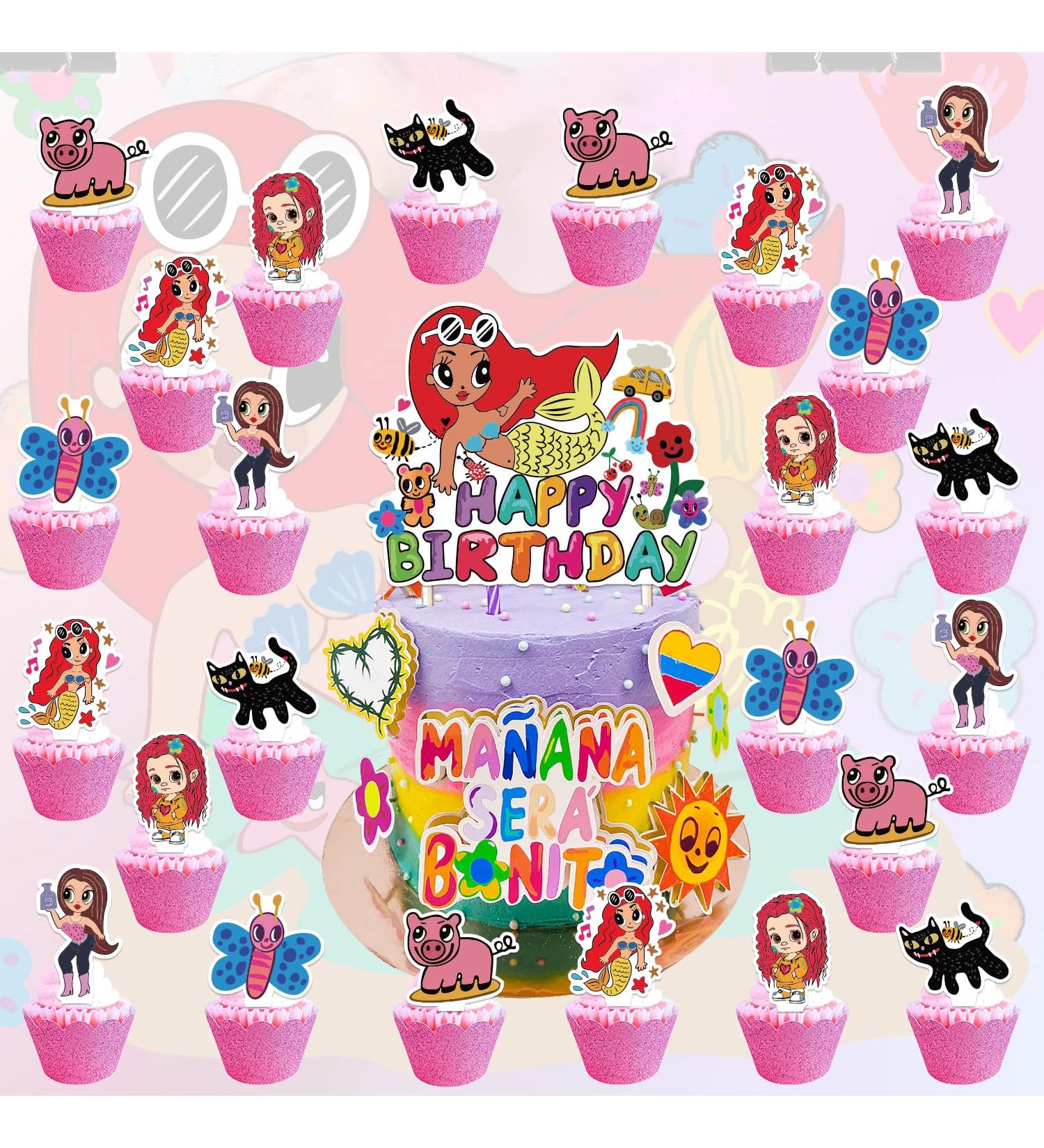 25pcs Cake Decorations with 24pcs Cupcake Toppers 1pcs Cake Topper for Manana Sera Bonito Birthday Party Supplies - Buy Online on GoSupps.com
