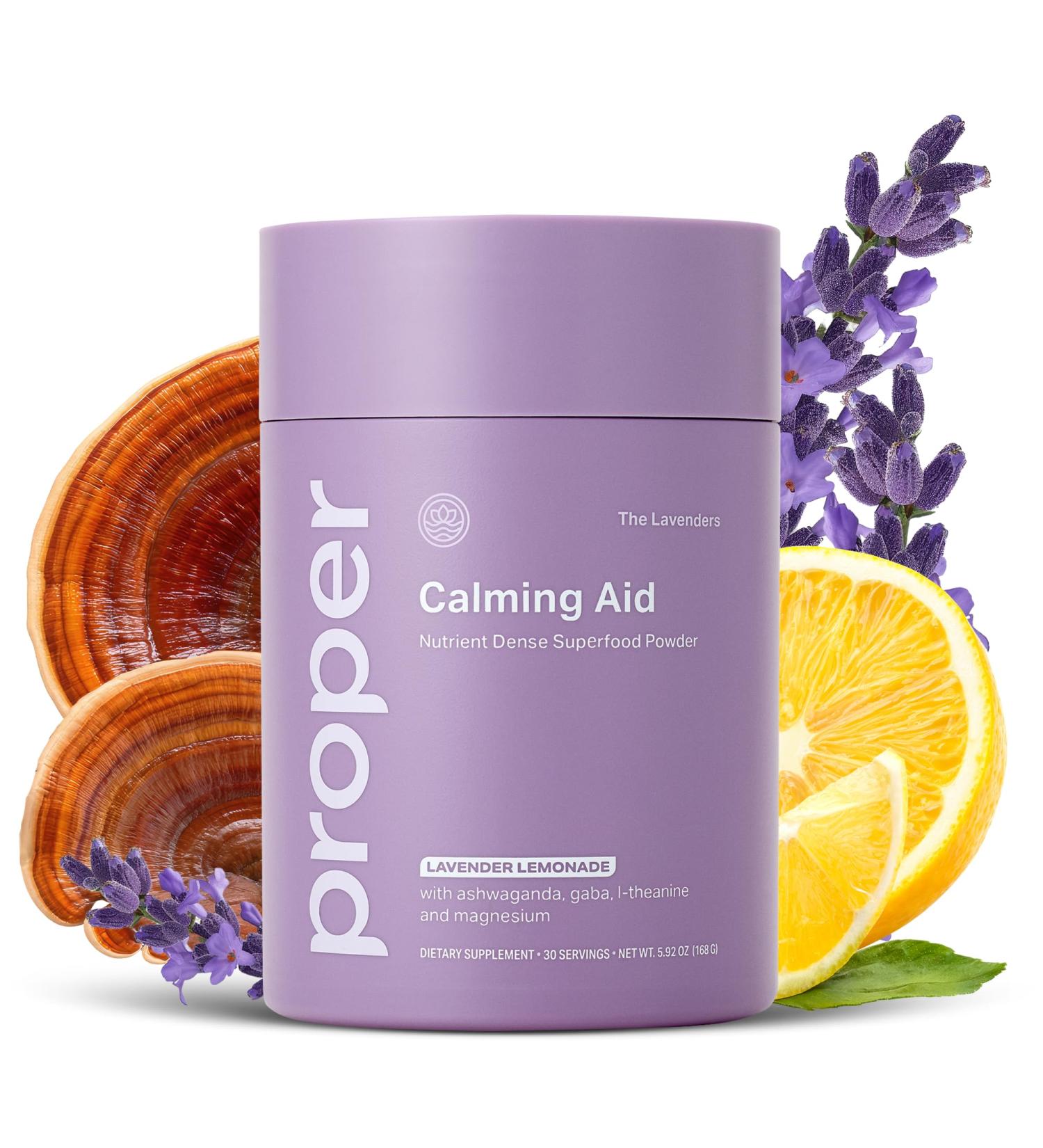 Proper The Lavenders Calming Aid. Magnesium Supplement Relaxation Drink Mix with GABA L-Theanine Lavender Lemon Balm and Ashwagandha. Natural Calm Stress Support Supplements 30 Servings - Buy Online on GoSupps.com