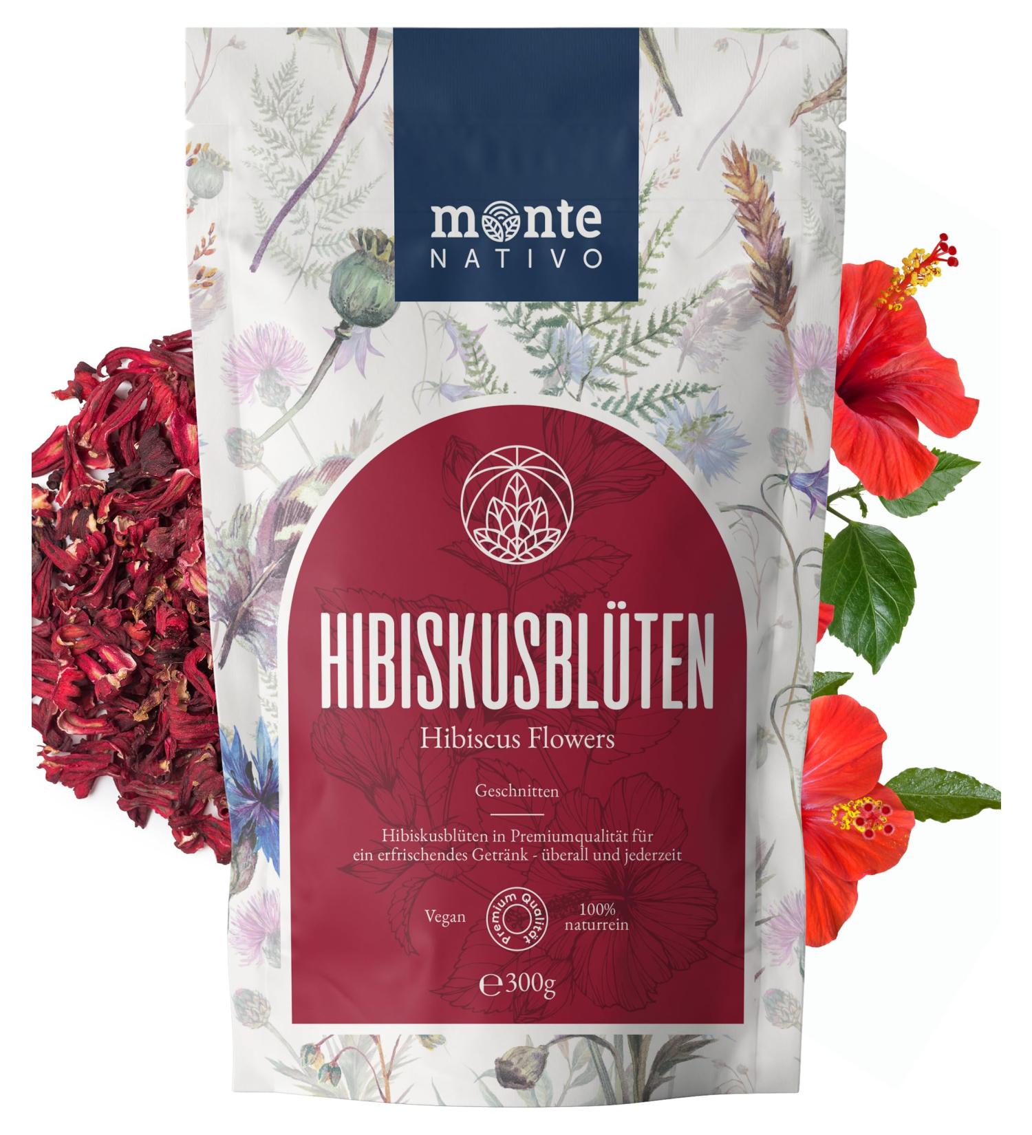 Buy Monte Nativo Hibiscus Tea (300g) - 100% Pure Dried Hibiscus Flowers - Herbal Tea Gift - Best Karkade Fruit Tea Online - Buy Online on GoSupps.com