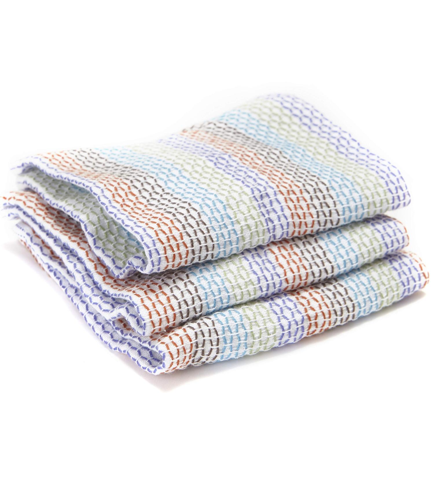 100% Organic Cotton Dish Cloths - Set of 3 Multicolored Eco-Friendly Cleaning Cloths - Buy Online on GoSupps.com