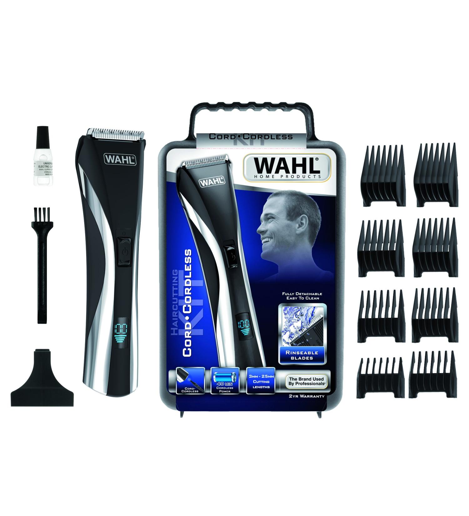 Wahl Hair & Beard LCD Clipper - Cord/Cordless Hair Clipper for Men | At-Home Haircut & Beard Grooming Set - Buy Online on GoSupps.com