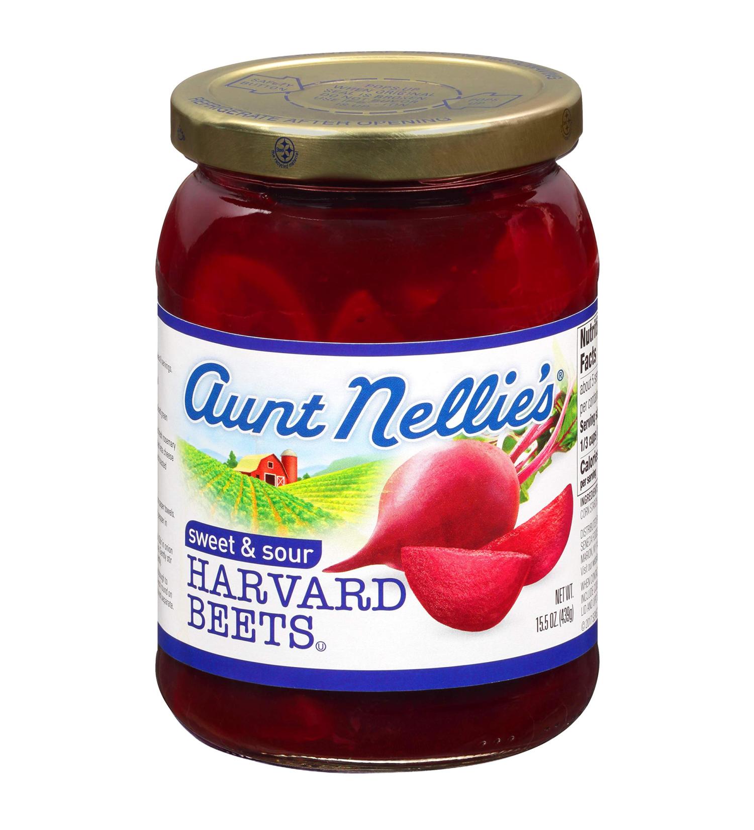 Aunt Nellies Sweet & Sour Harvard Beets - Deep Crimson Red-Purple Tangy Goodness - Grown & Made in USA - 15.5 oz Glass Jars (2 Pack) - Buy Online on GoSupps.com