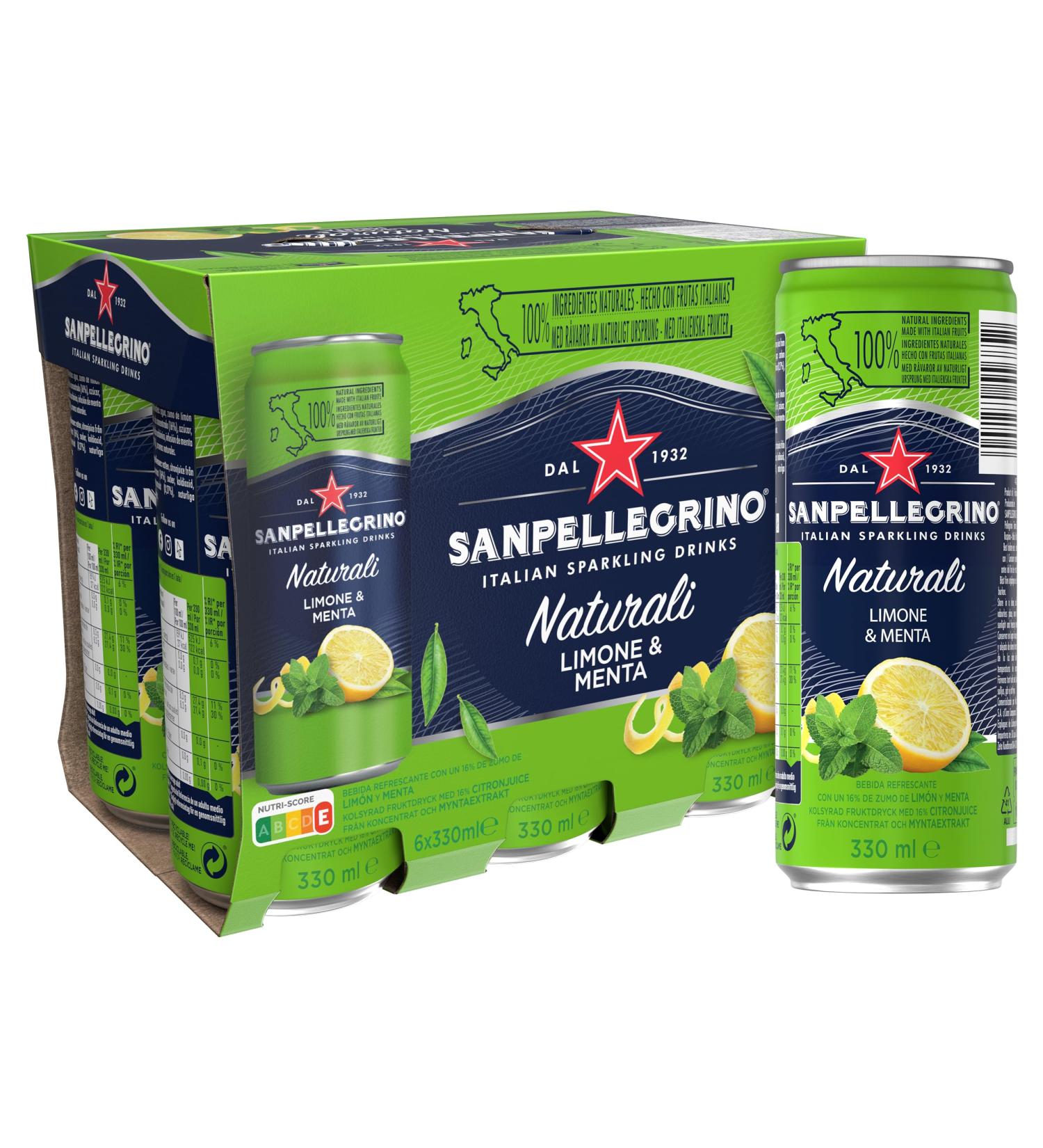SanPellegrino Naturali Natural Mineral Water with Lemon and Mint Flavor Gas 6x33cl - Buy Online on GoSupps.com