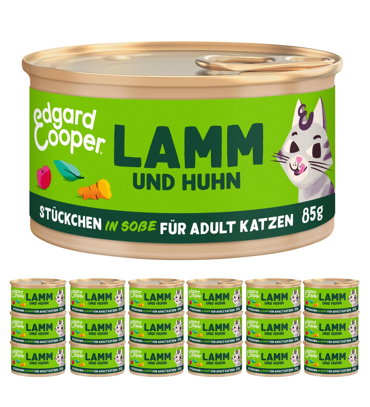 Edgard & Cooper Wet Cat Food - Grain-Free Adult & Active Formula with Lamb & Chicken 85g x 18 Pack - Buy Online on GoSupps.com