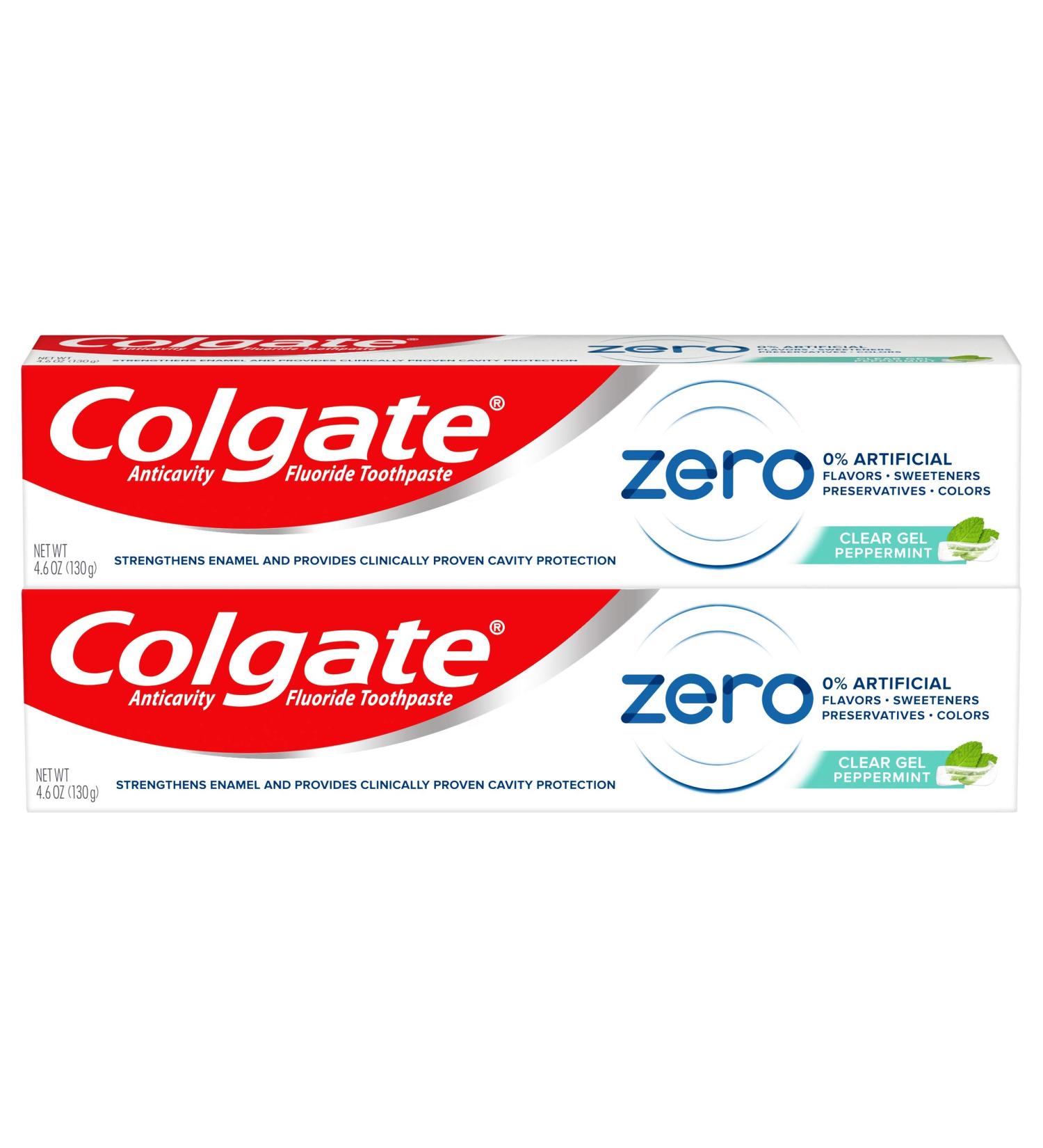 Colgate Zero Vegan Peppermint Gel Toothpaste with Fluoride - 4.6 oz (2 Pack) - Buy Online on GoSupps.com