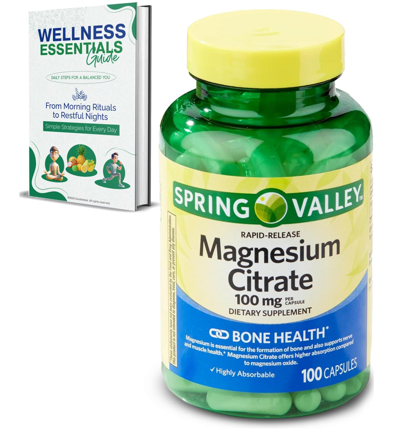 Magnesium Citrate 100mg | Citrato de Magnesio 100 Capsules | Highly Absorbable | Rapid Release for Bone Nerve Muscle Health | Supplement for Sleep Heart Magnesium Supplements - Buy Online on GoSupps.com
