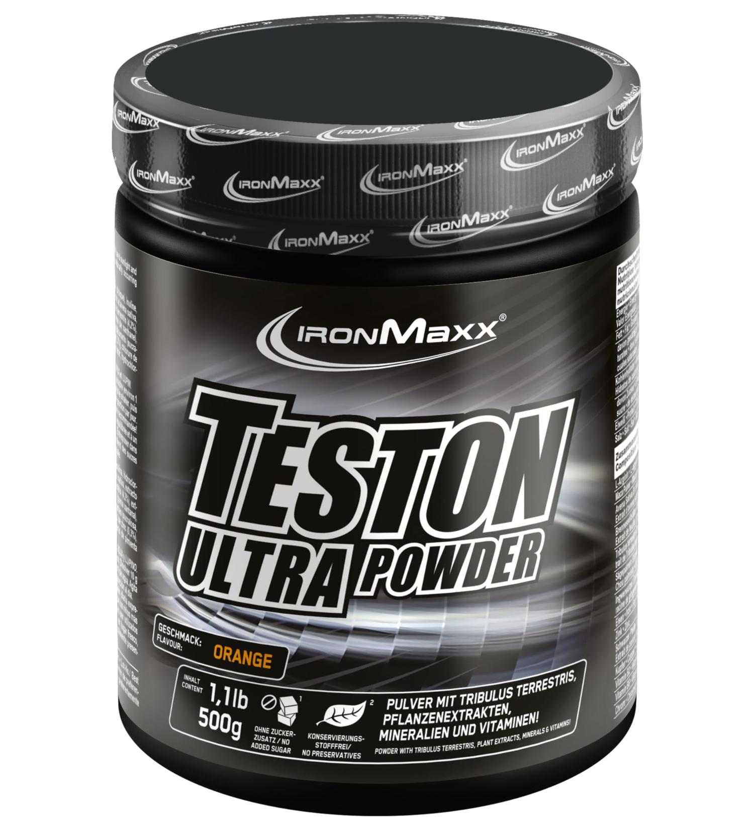 IronMaxx Teston Ultra Strong Muscle Blaster Powder - 500g Orange Flavor | Boost Muscle Growth & Recovery - Buy Online on GoSupps.com