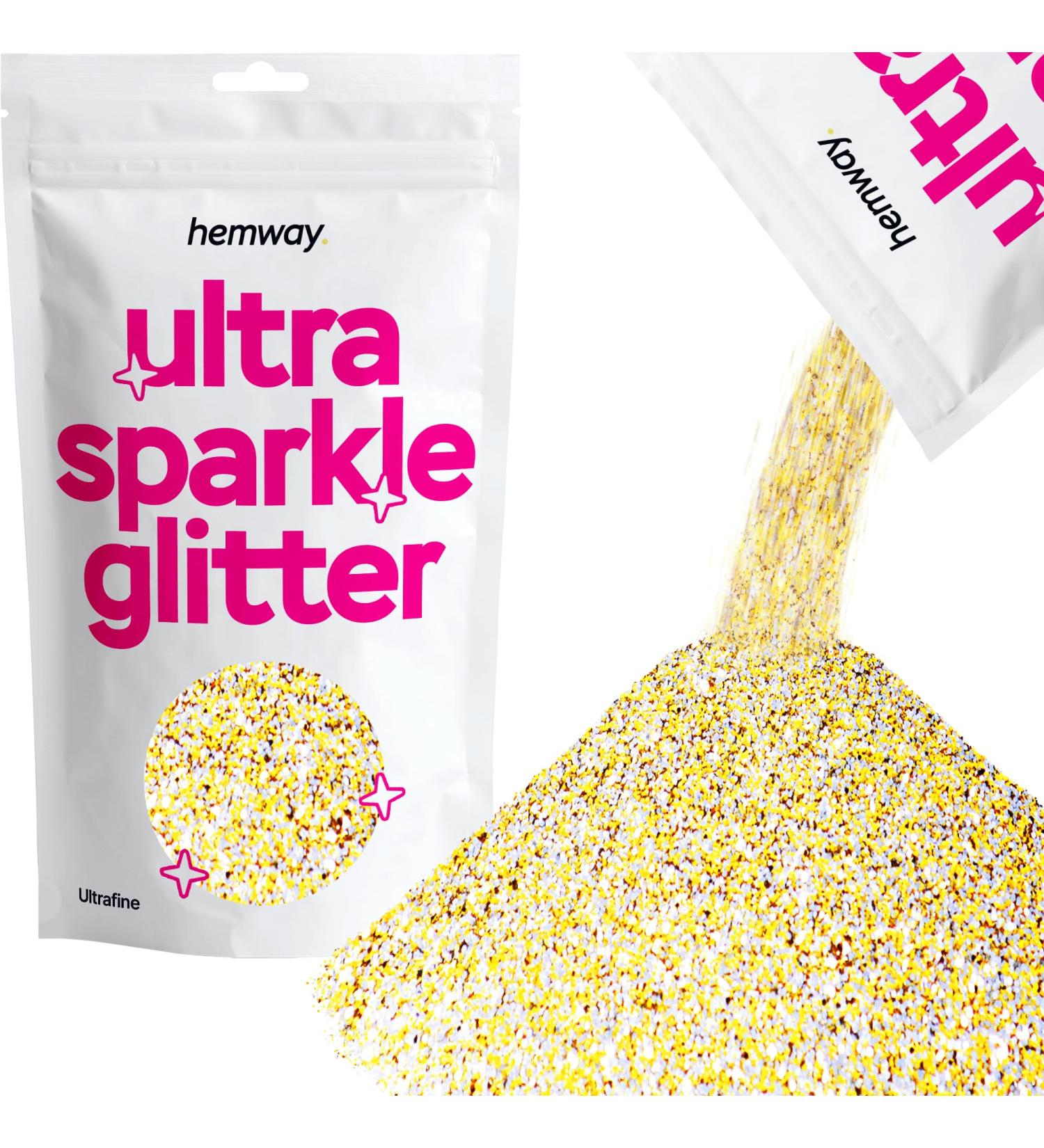 Hemway Ultrafine Extra Fine Sparkle Glitter 100g | Cosmetic Safe Silver & Gold | Premium Craft Glitter for DIY Projects - Buy Online on GoSupps.com