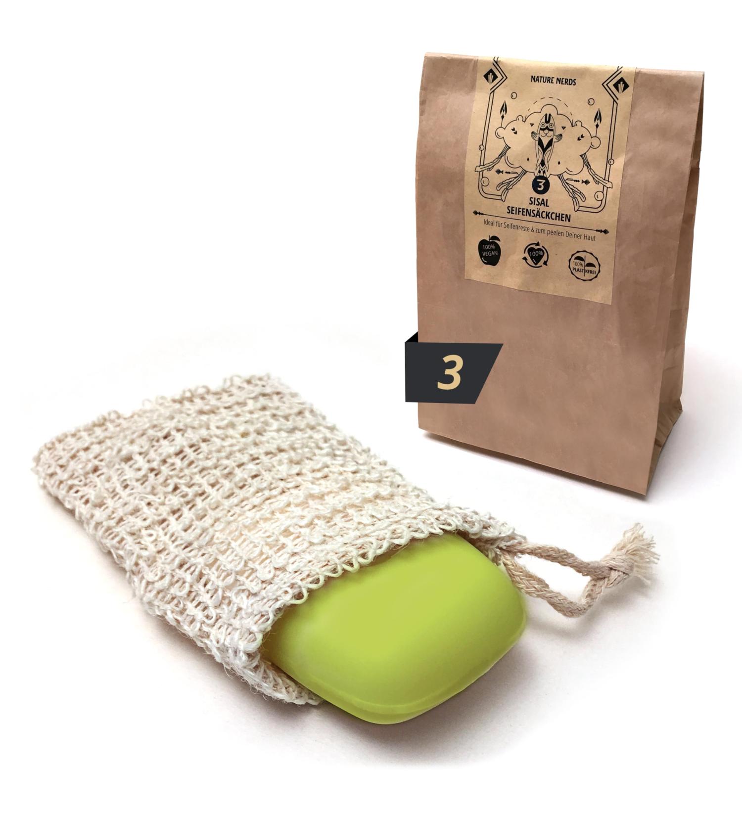 Nature Nerds Sisal Soap Sacks Set - 3 Plastic-Free Soap Bags for Bathing & Soap Remnants - Buy Online on GoSupps.com