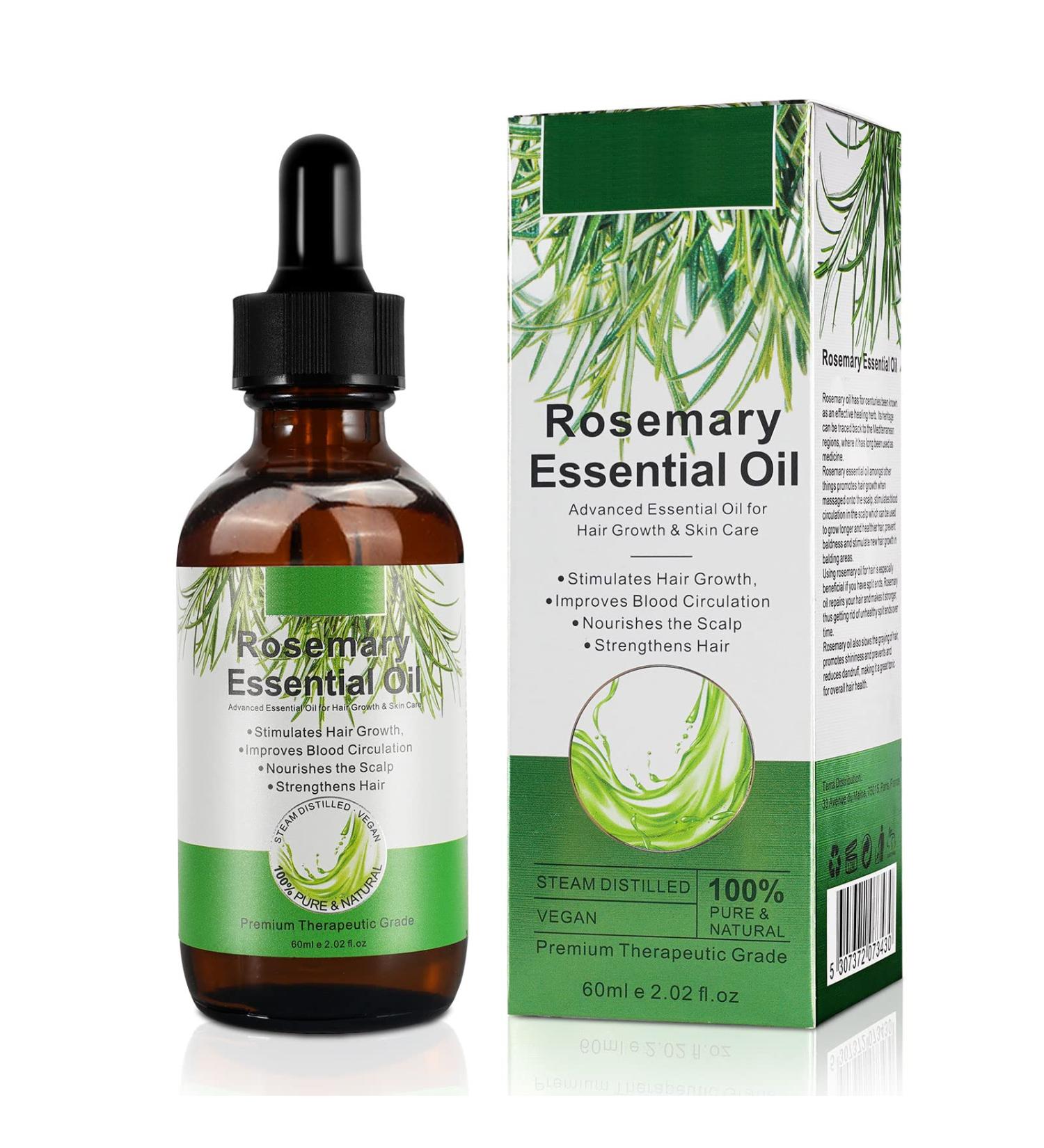 Natural Rosemary Oil for Scalp & Hair - Stimulates Hair Growth | 60ml Essential Oil - Buy Online on GoSupps.com