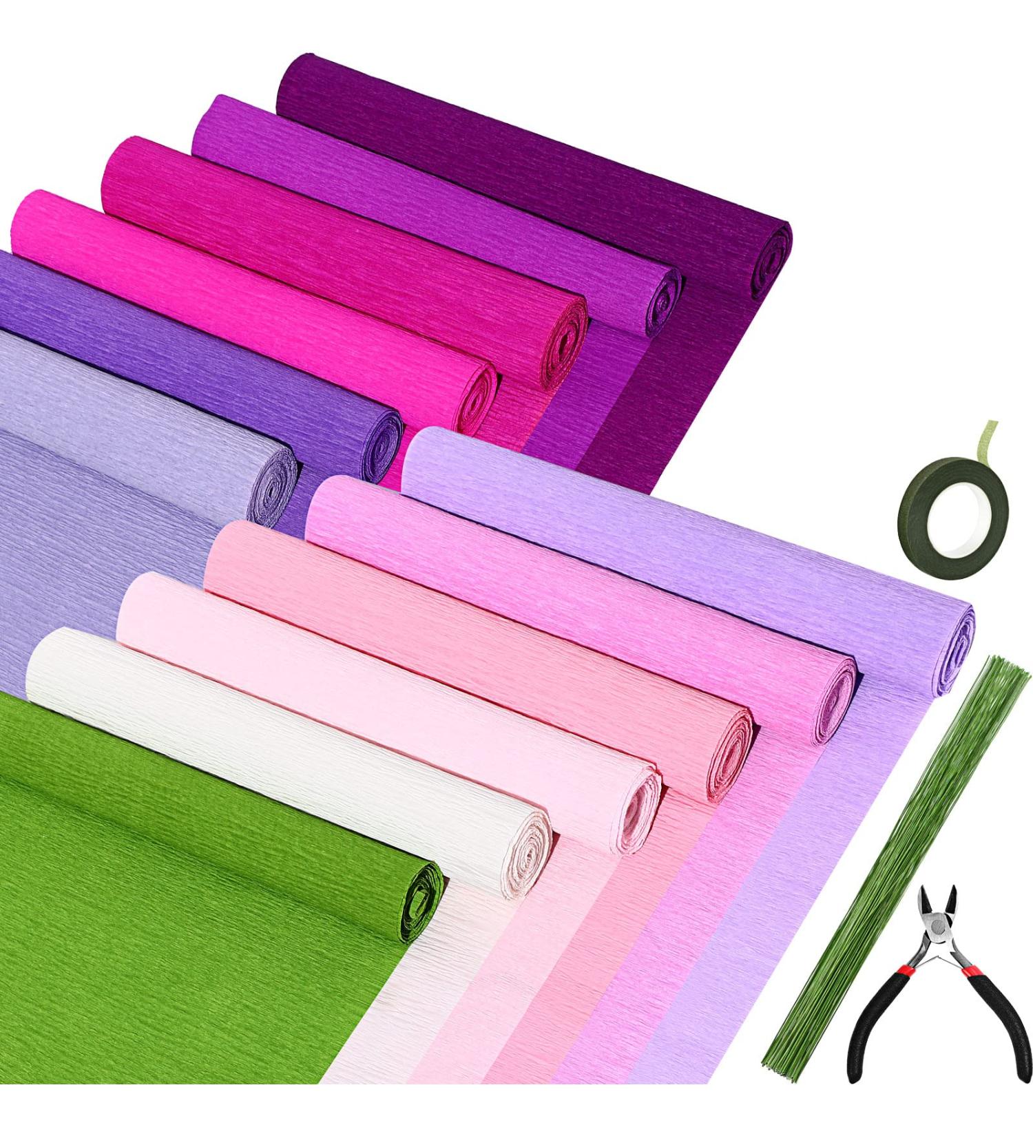 12 Rolls 8ft Crepe Paper Sheets & Floral Arrangement Kit - Flower Making Supplies in Elegant Colors - Buy Online on GoSupps.com