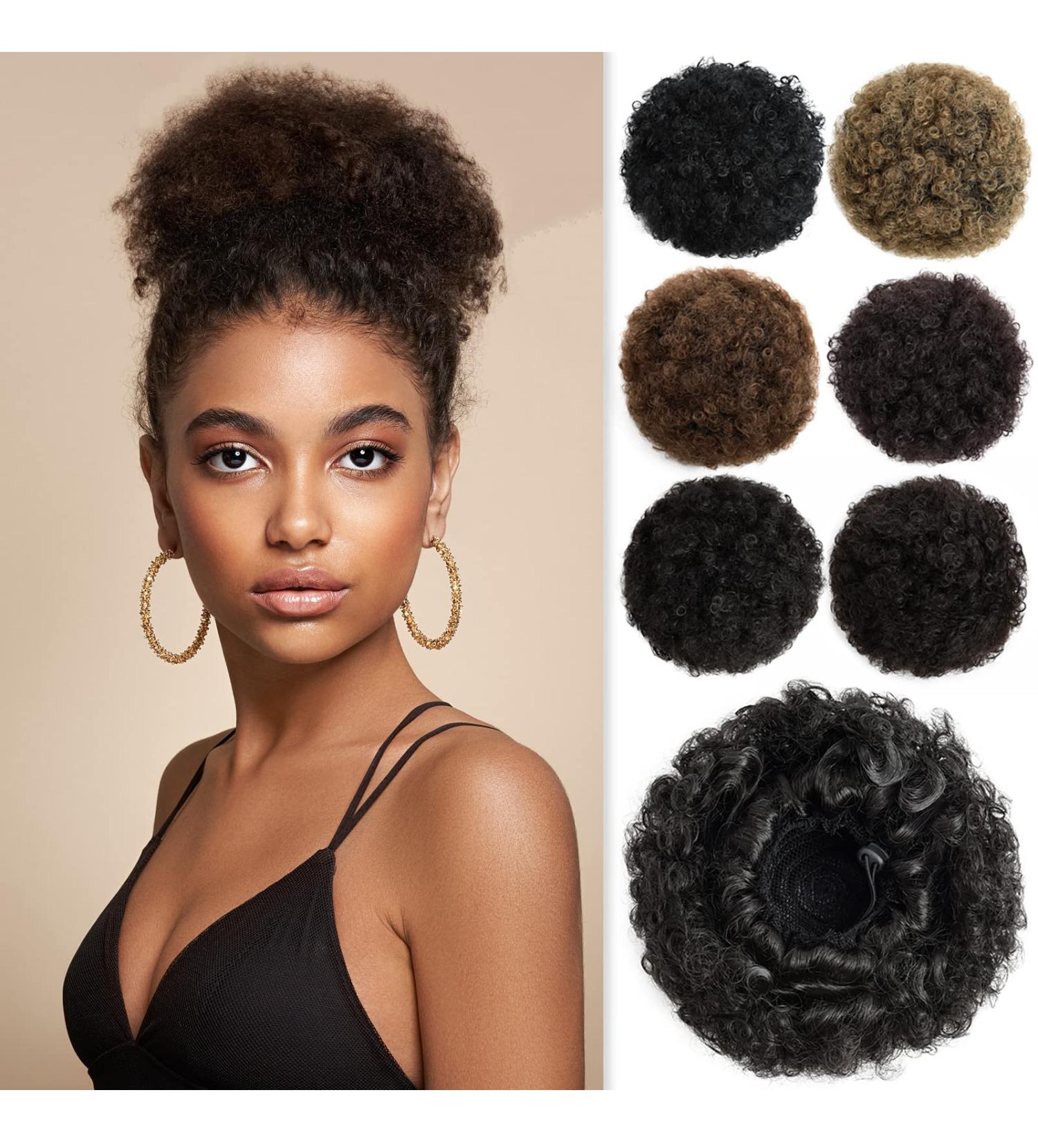 YAMEL Darkest Brown Afro Puff Drawstring Ponytail Extension - Medium Bun Updo Hair Piece for Black Women (Pack of 1) - Buy Online on GoSupps.com