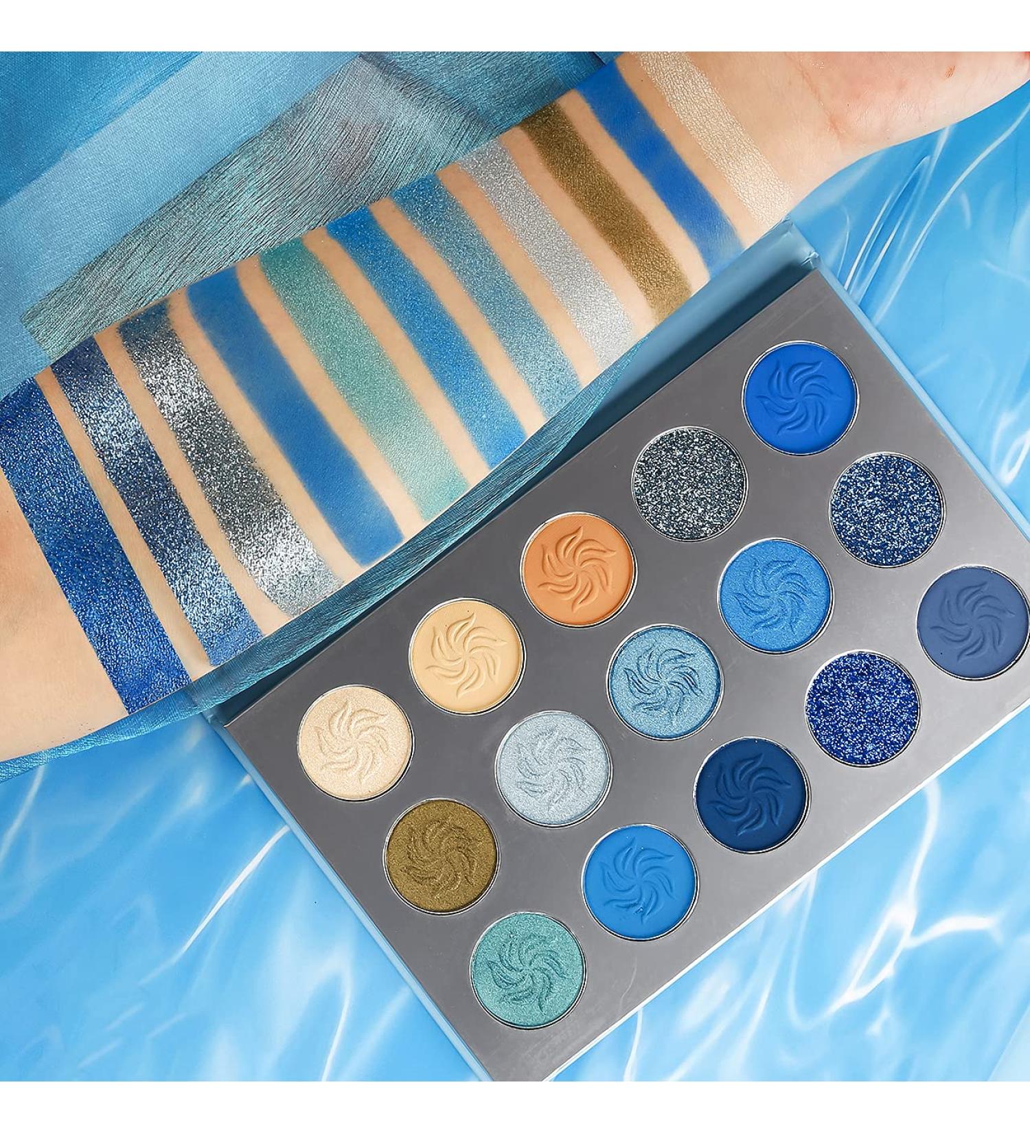 AFFLANO Blue Eyeshadow Palette - Highly Pigmented Matte & Shimmer Shades - Waterproof, Vegan, Metallic & Glitter - Perfect for Smokey, Nude & Space-Blue Eye Makeup - Buy Online on GoSupps.com