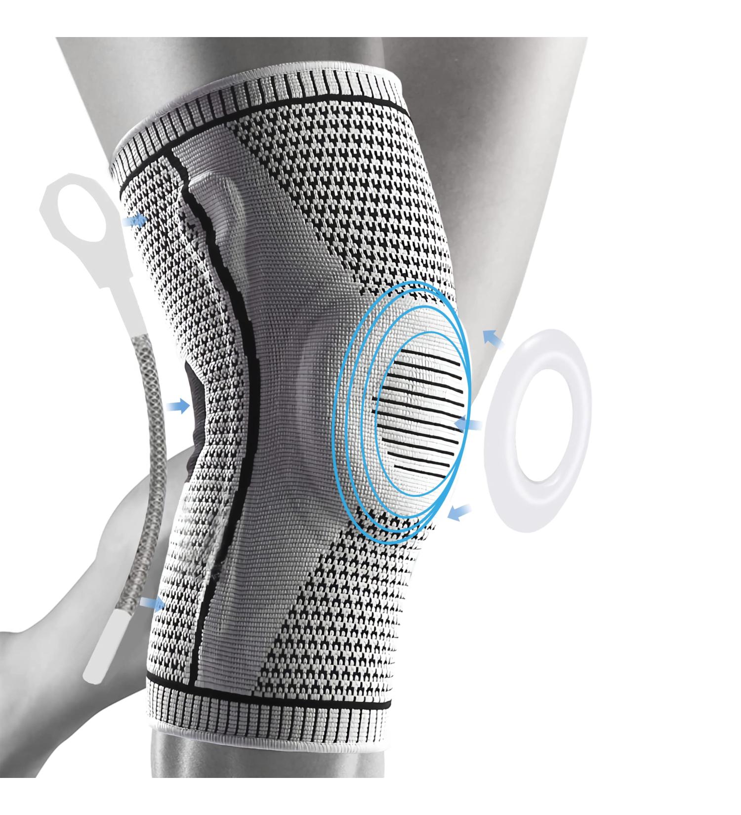 2 Pack Professional Ultra Knee Compression Sleeve for Men Women - Grey Large - Knee Braces for Pain Relief and Support - Buy Online on GoSupps.com