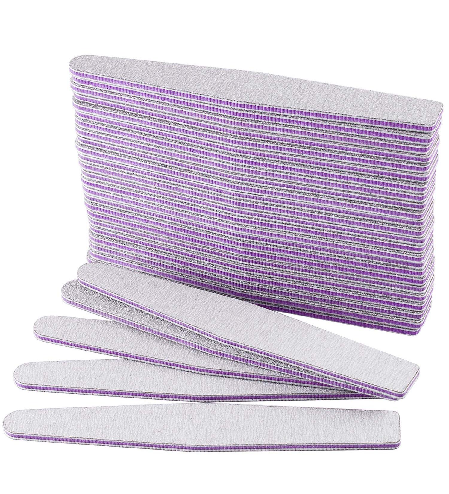 Professional 100/180 Nail Files - Double-Sided Gel Nail Tools for Manicure & Nail Art | Smirel Paper Gray & Purple - 25 Pack - Buy Online on GoSupps.com