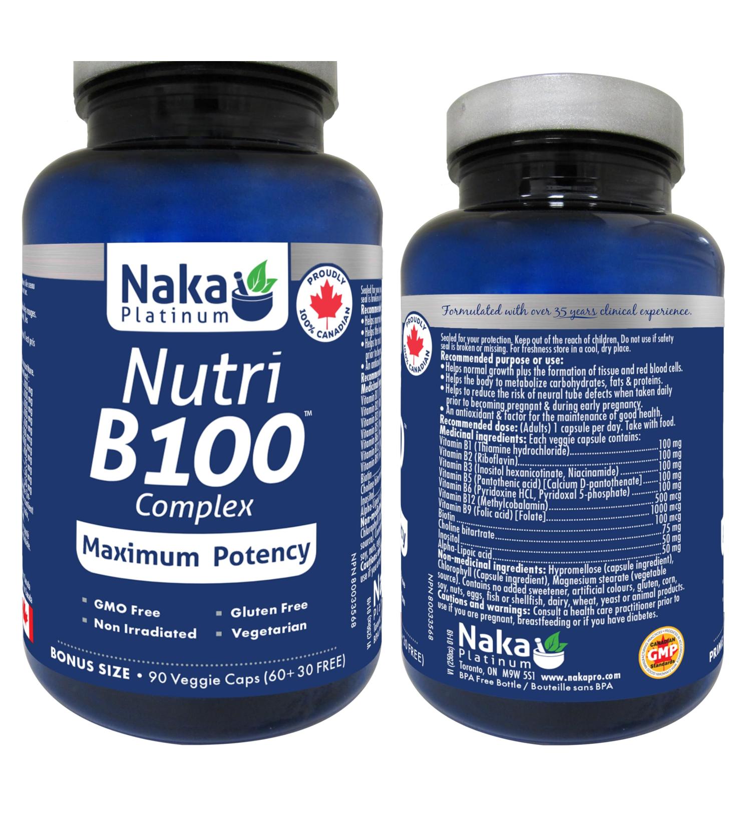 Naka Nutri B100 Complex Maximum Potency Made in Canada (90 vcaps) - Buy Online on GoSupps.com